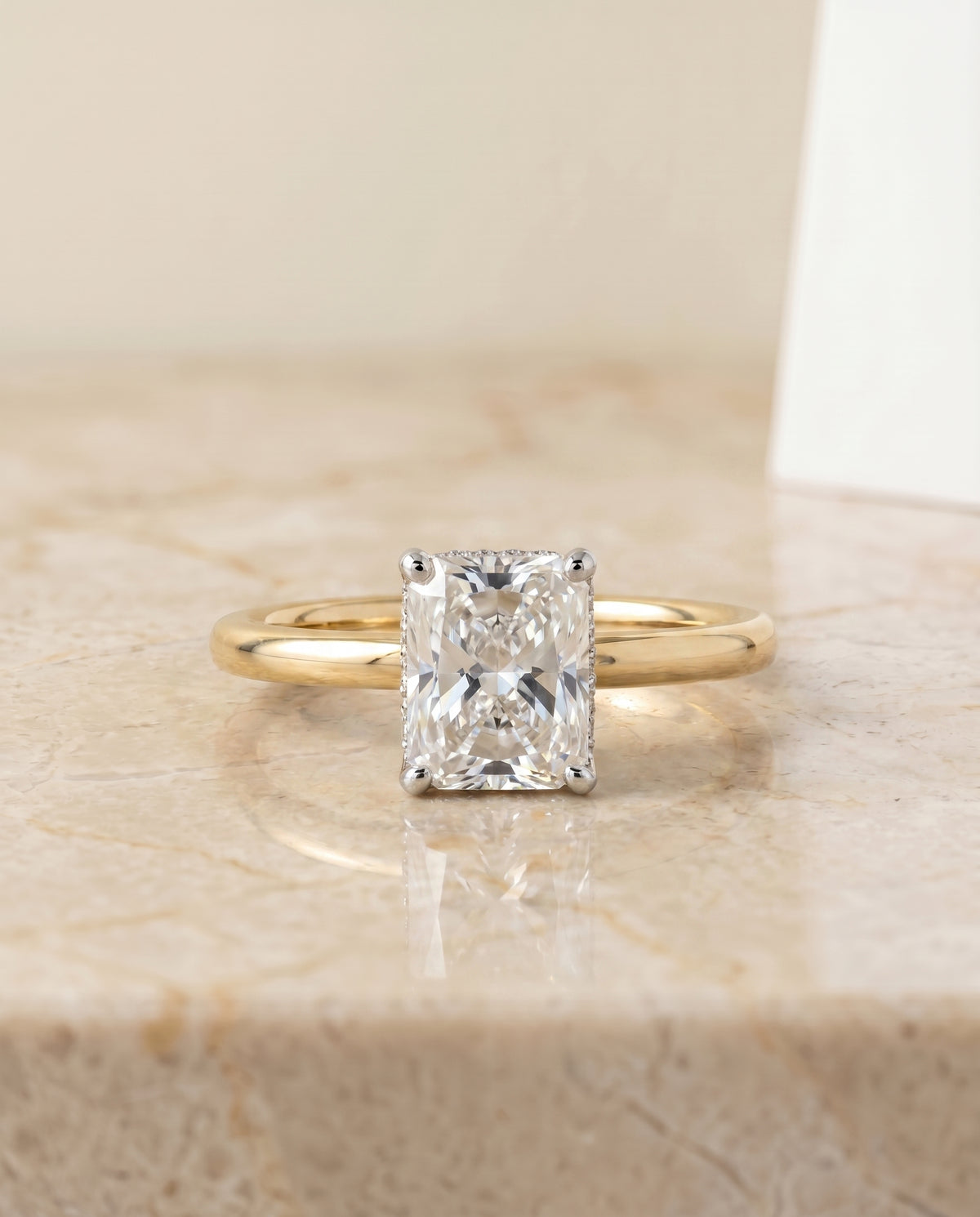 The Dolly radiant engagement ring setting in 18K Yellow Gold | RockHer