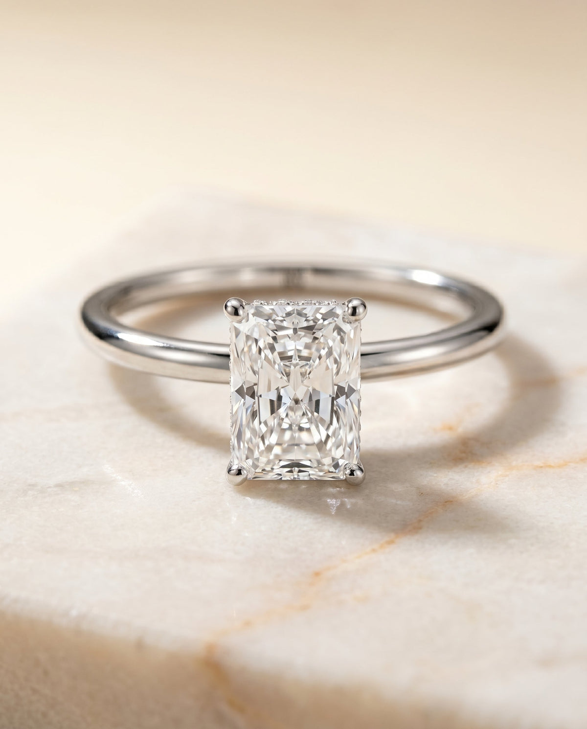The Dolly radiant engagement ring setting in 18K White Gold | RockHer