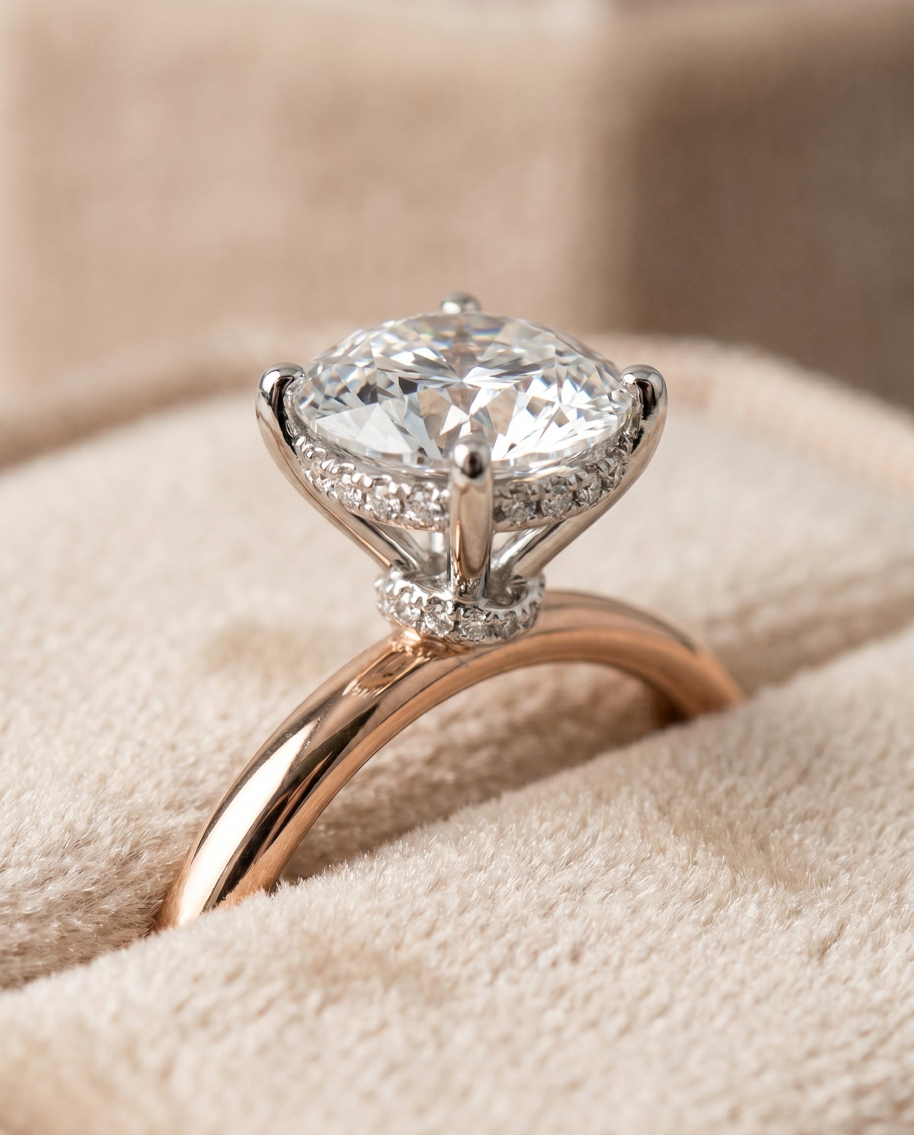 14K Rose Gold band of The Dolly round engagement ring setting | RockHer