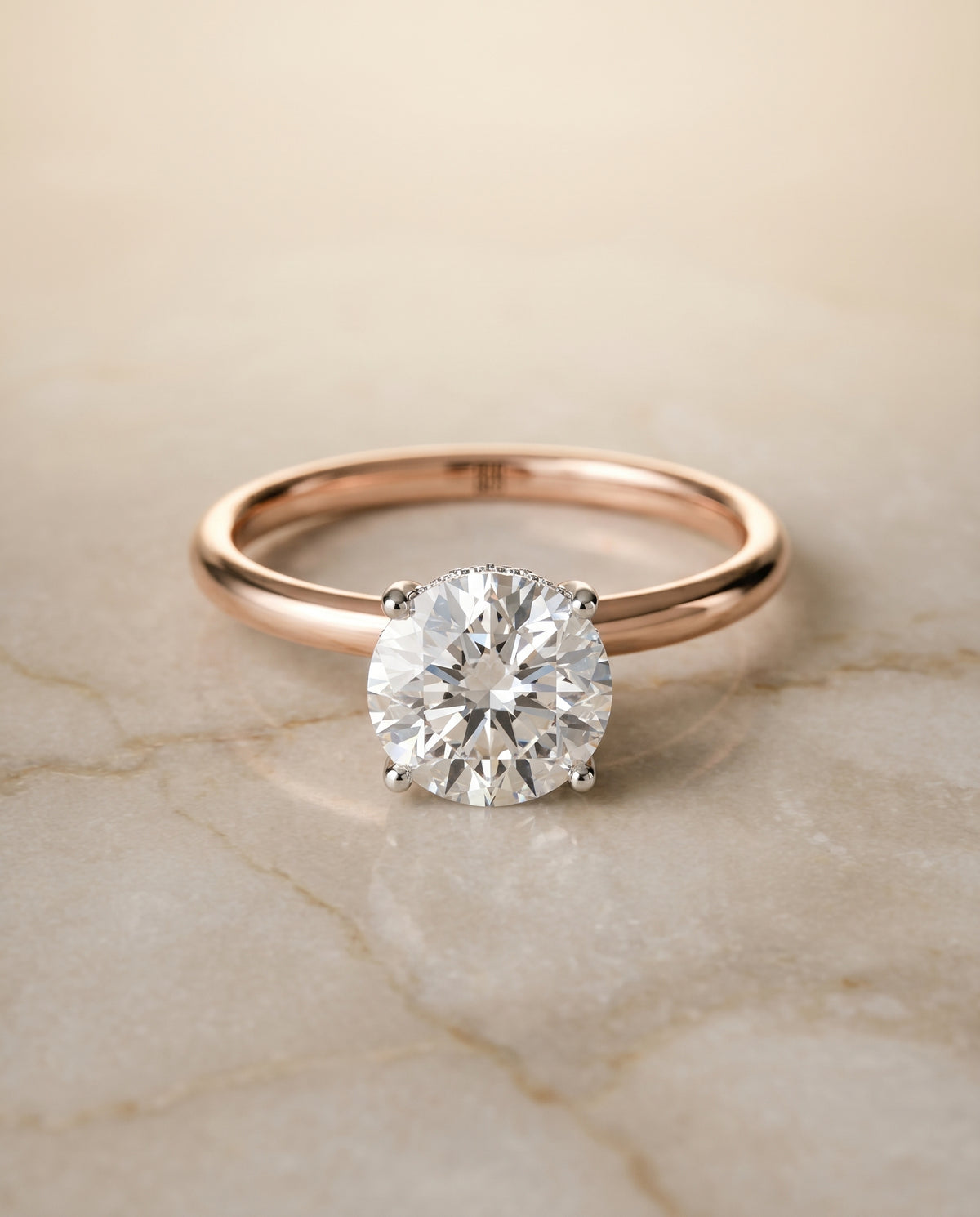 The Dolly round engagement ring setting in 14K Rose Gold | RockHer