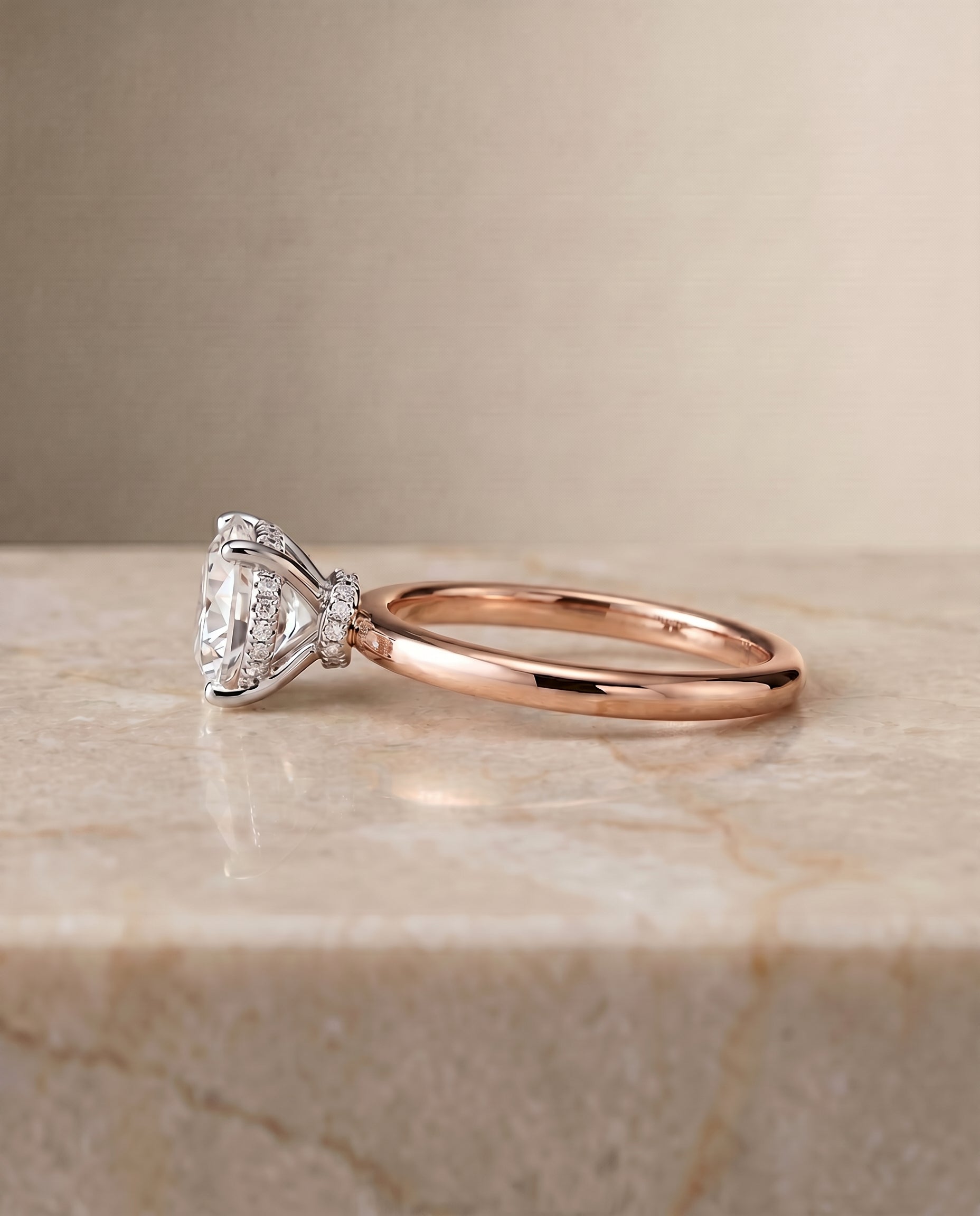 The Dolly setting for round diamonds, made to order in 14K Rose Gold | RockHer