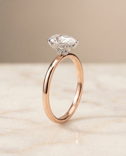 The Dolly Double Hidden Halo Solitaire Princess Cut Engagement Ring Setting in 14K Rose Gold