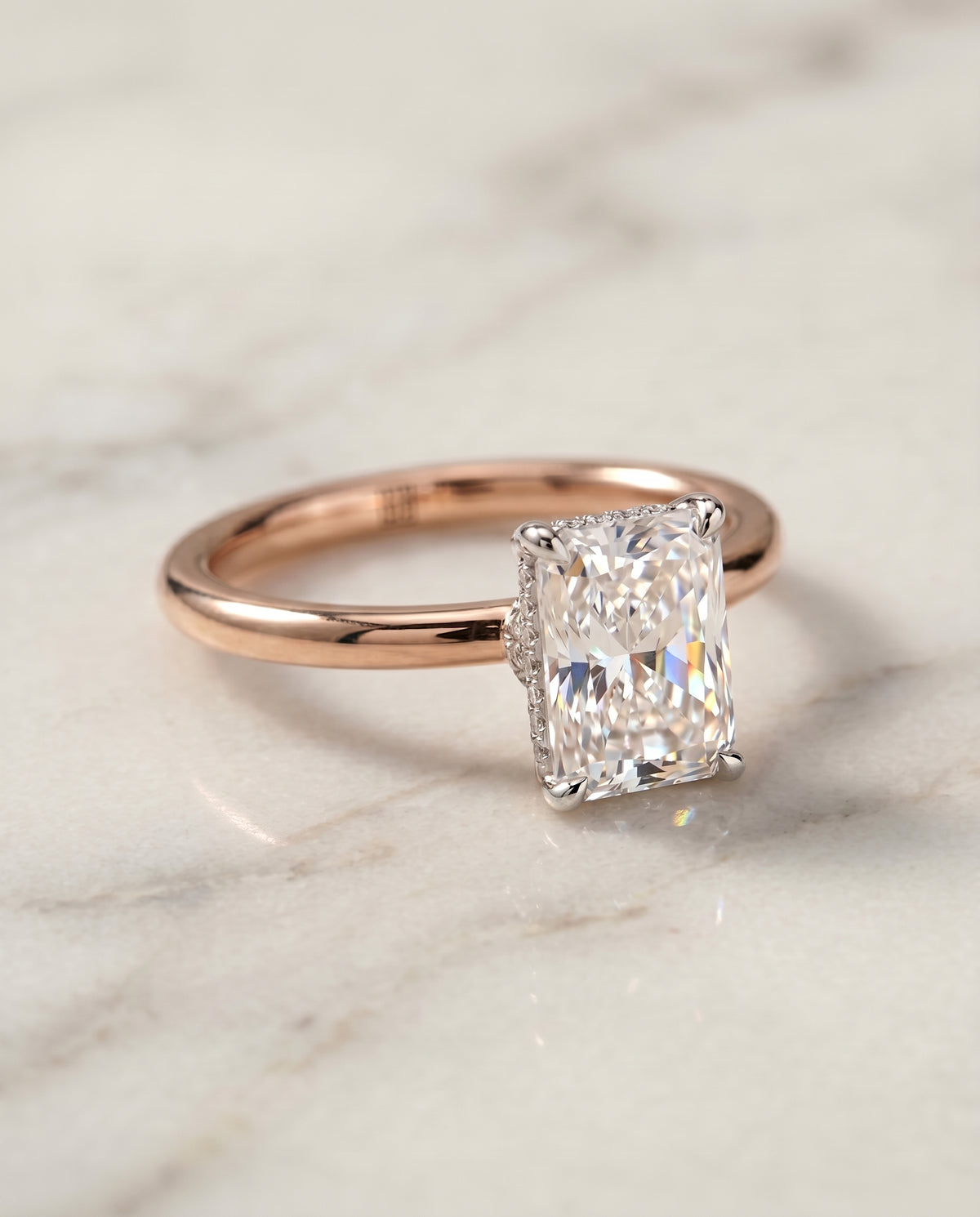 The Dolly radiant engagement ring setting in 14K Rose Gold | RockHer