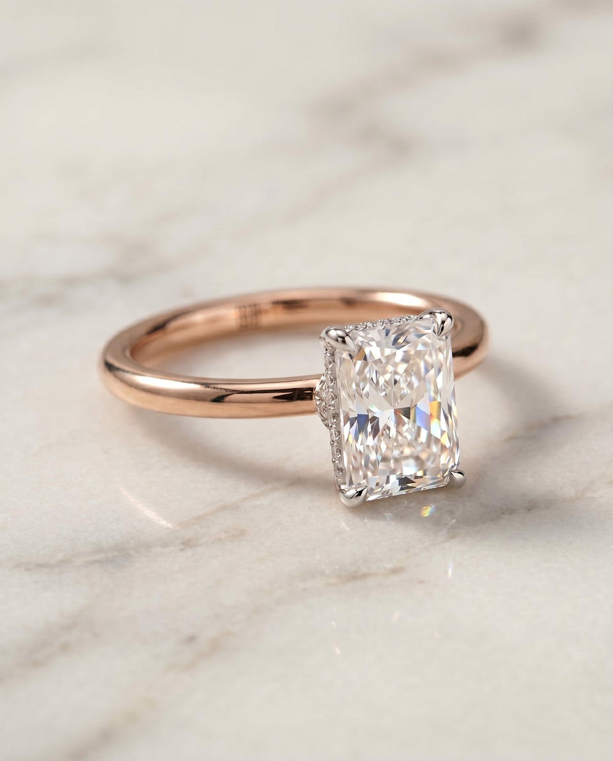 The Dolly radiant engagement ring setting in 14K Rose Gold | RockHer