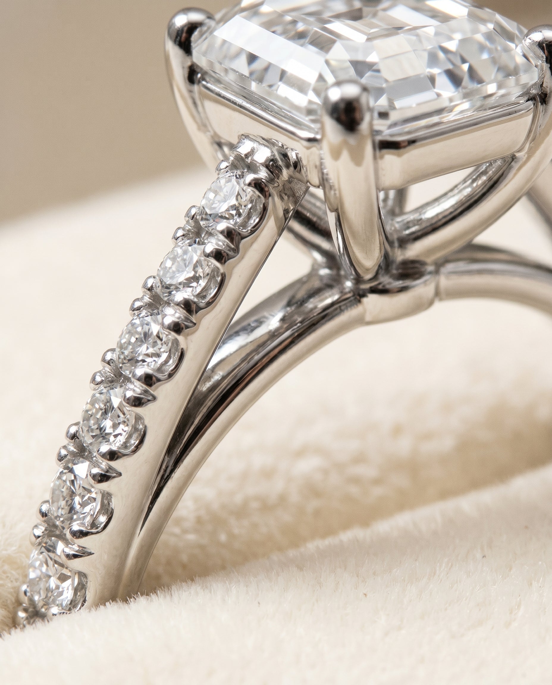 Platinum band of The Donna asscher engagement ring setting | RockHer