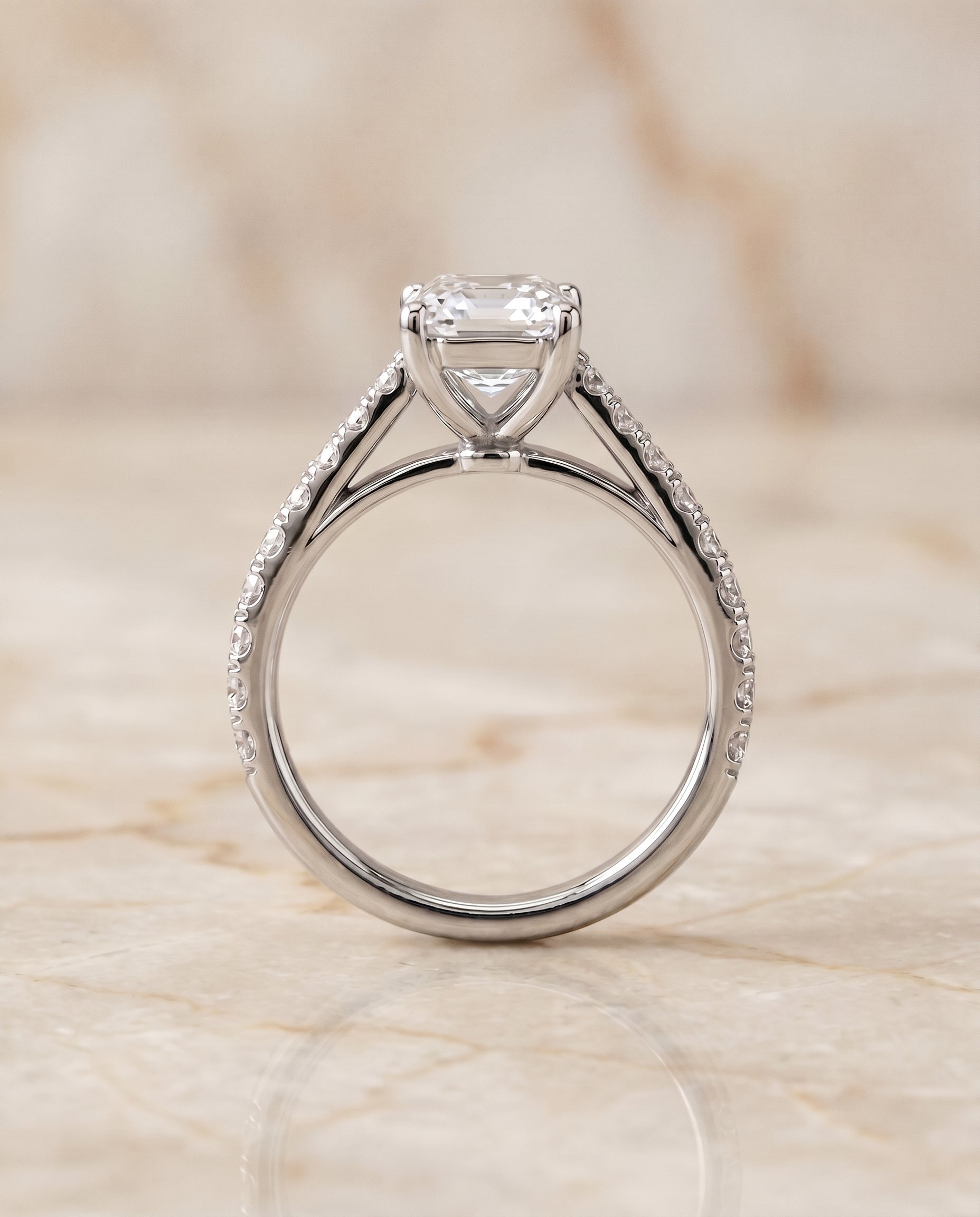 The Donna setting for asscher diamonds, made to order in Platinum | RockHer
