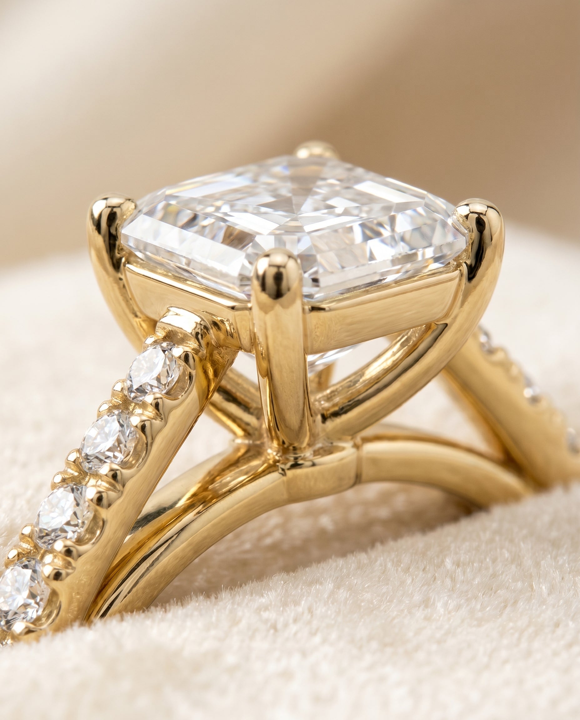 18K Yellow Gold band of The Donna asscher engagement ring setting | RockHer