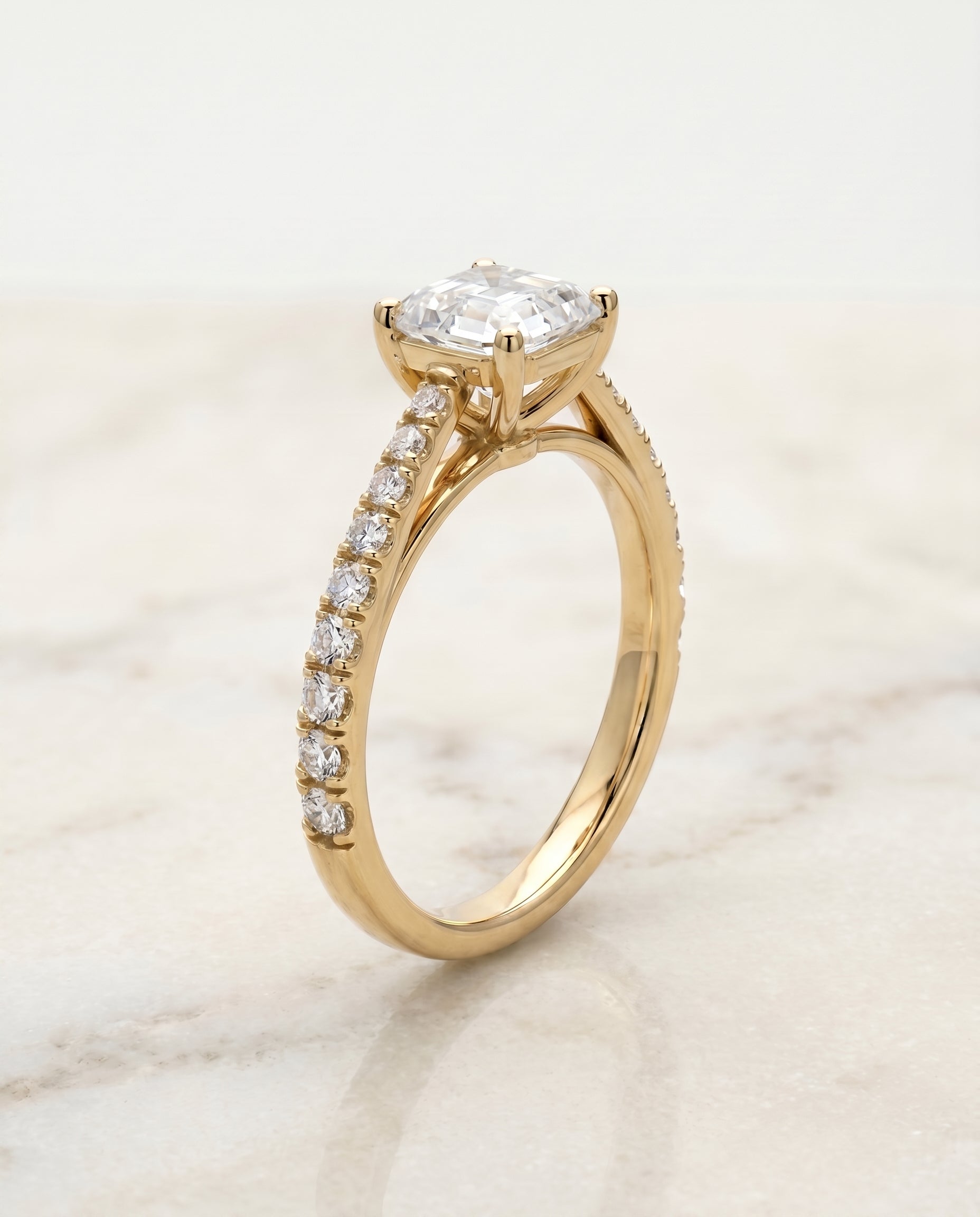 The Donna setting for asscher diamonds, made to order in 18K Yellow Gold | RockHer