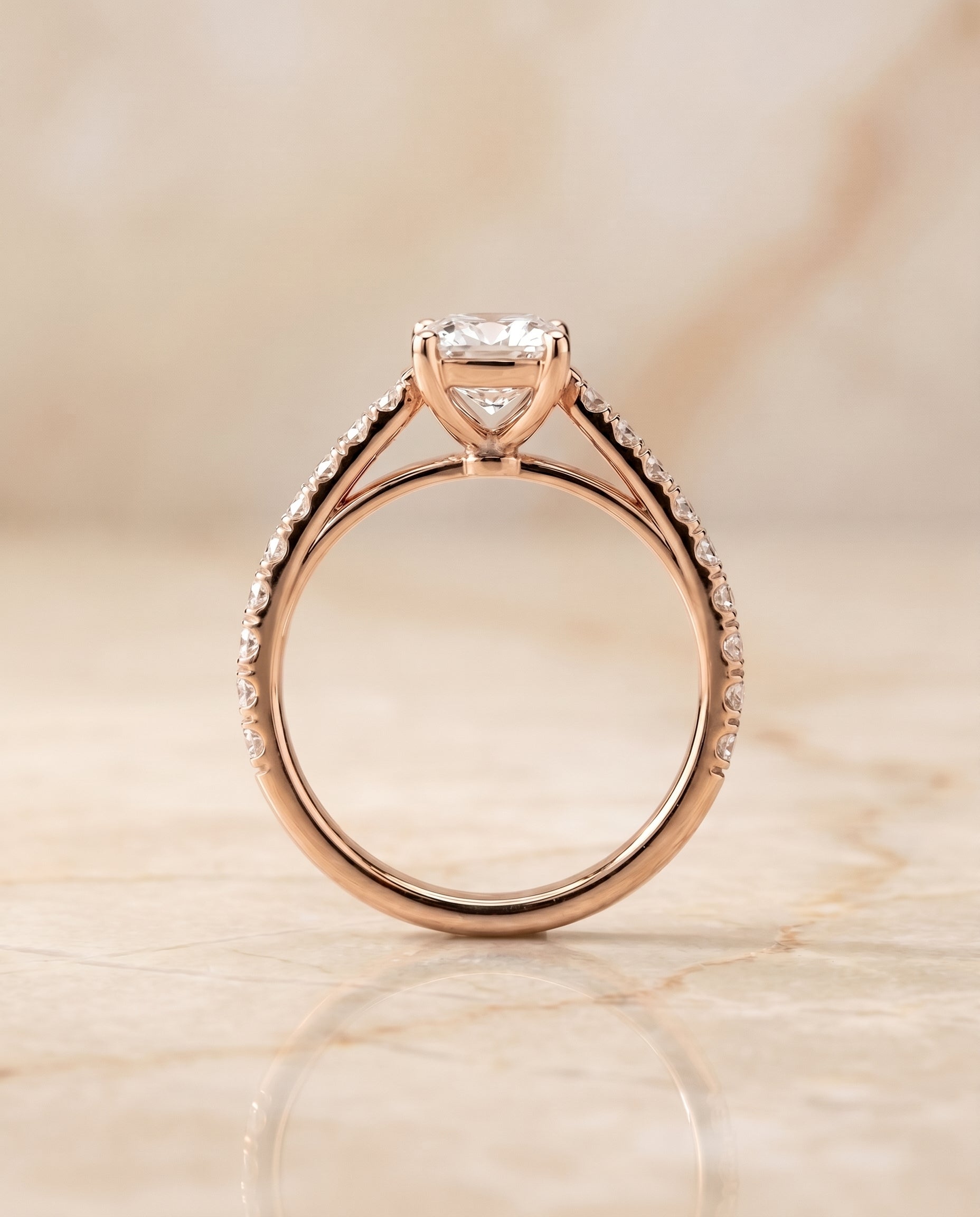 The Donna setting for cushion diamonds, made to order in 14K Rose Gold | RockHer