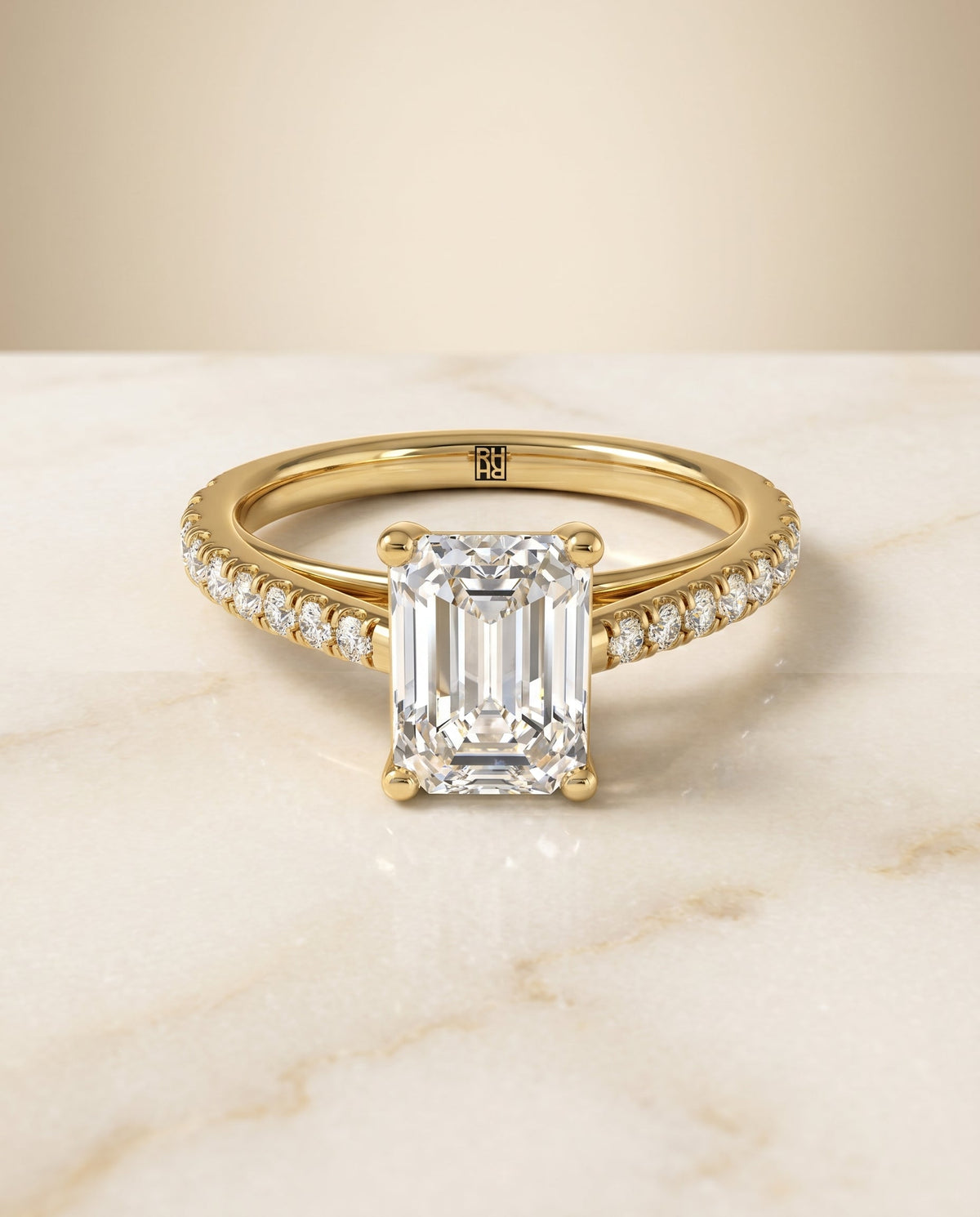 The Donna emerald engagement ring setting in 18K Yellow Gold | RockHer