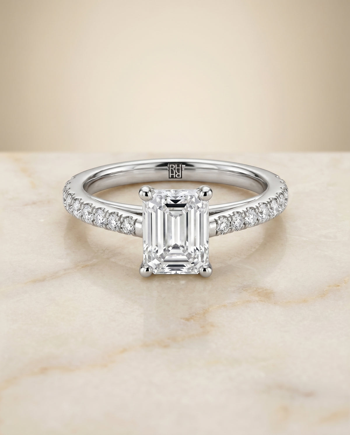 The Donna emerald engagement ring setting in Platinum | RockHer