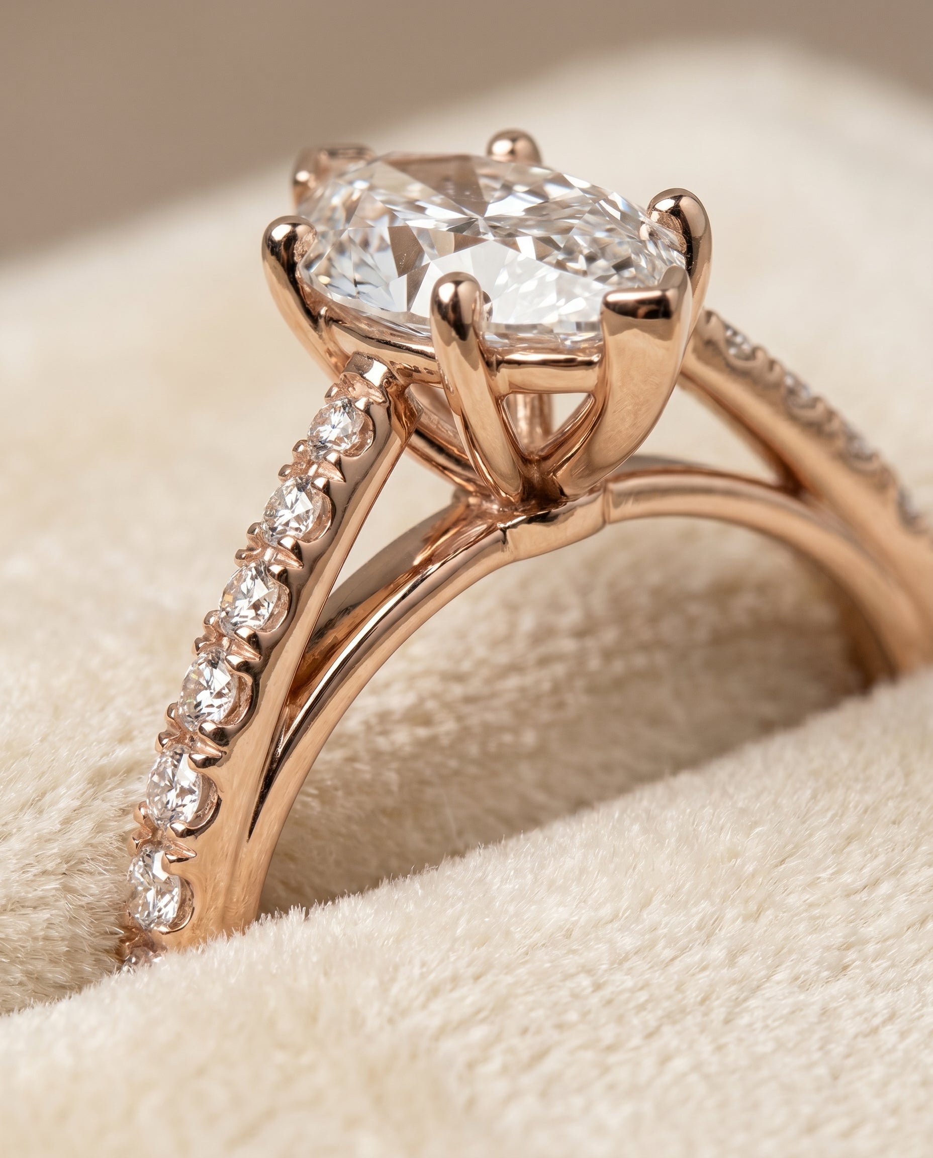 14K Rose Gold band of The Donna marquise engagement ring setting | RockHer