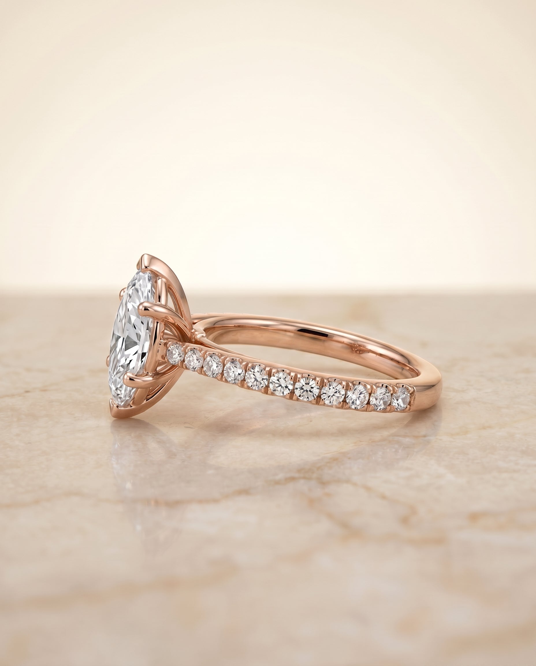 The Donna setting for marquise diamonds, made to order in 14K Rose Gold | RockHer