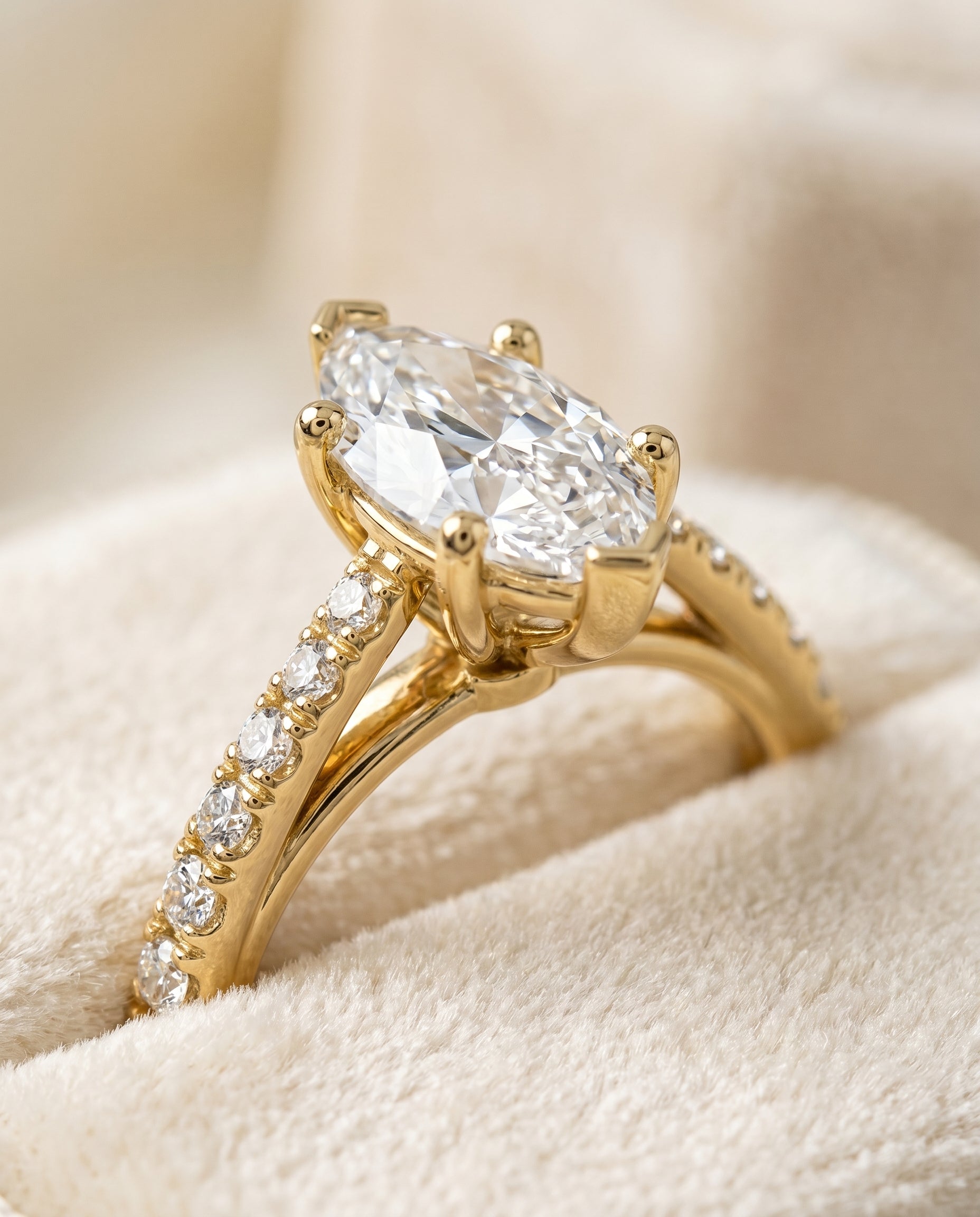 18K Yellow Gold band of The Donna marquise engagement ring setting | RockHer
