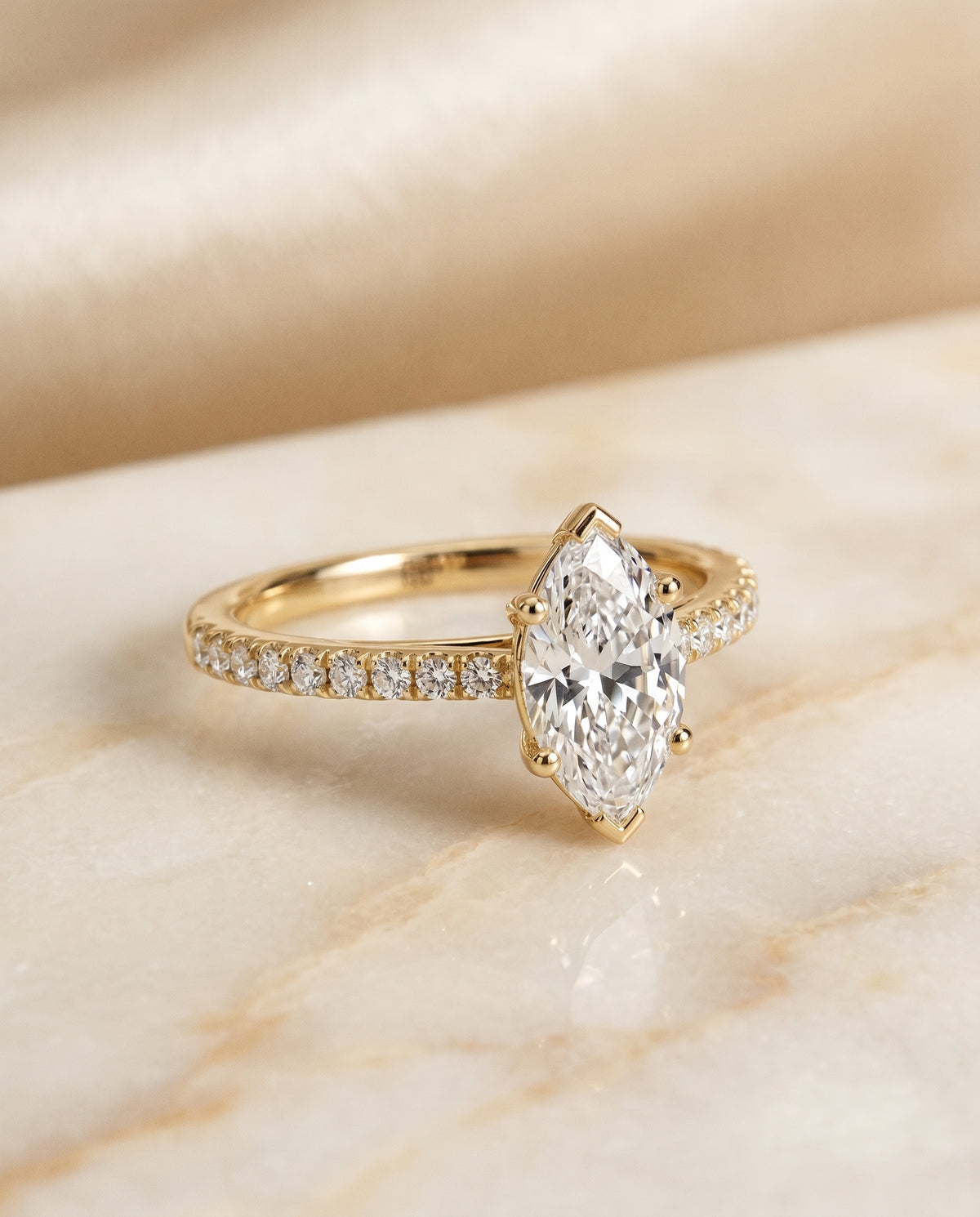 The Donna marquise engagement ring setting in 18K Yellow Gold | RockHer