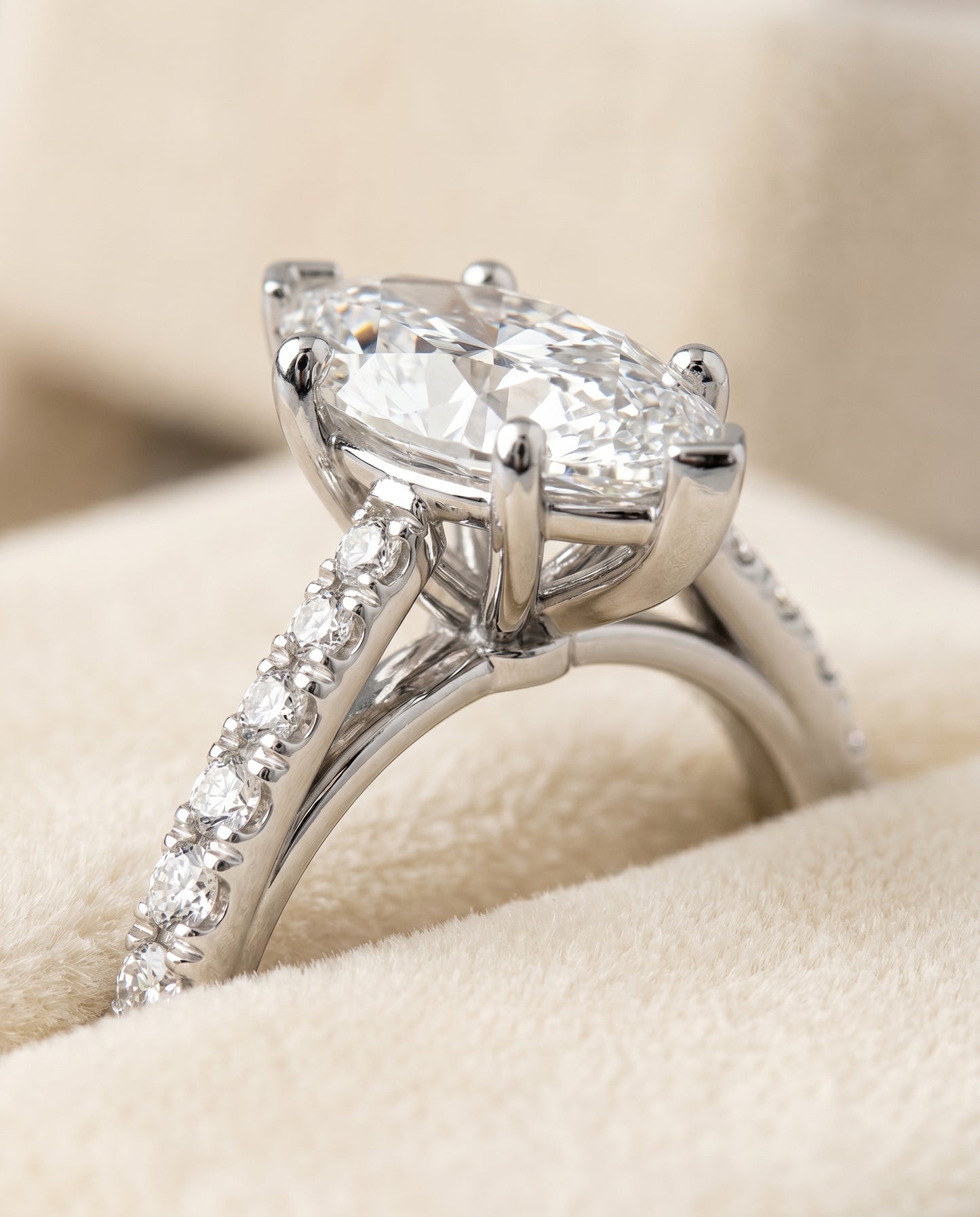 The Donna Cathedral Engagement Ring Setting for Marquise Diamonds in 18K White Gold
