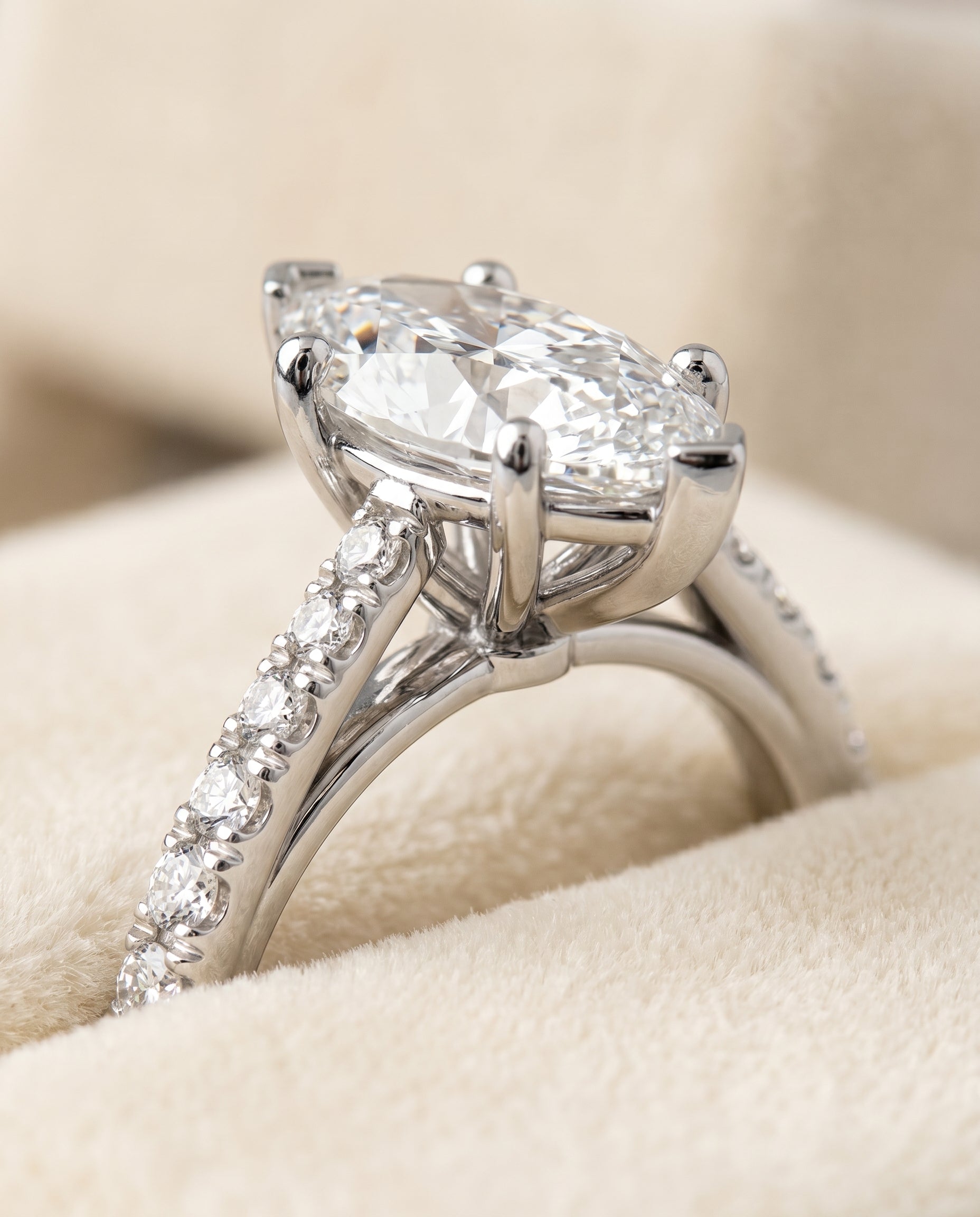 Platinum band of The Donna marquise engagement ring setting | RockHer