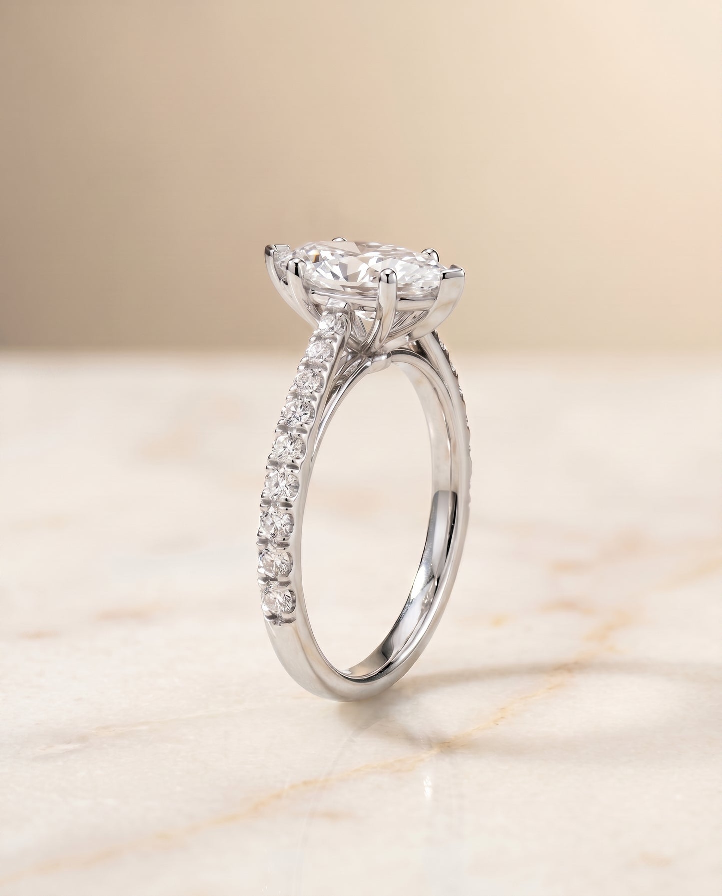 The Donna Cathedral Engagement Ring Setting for Marquise Diamonds in 18K White Gold