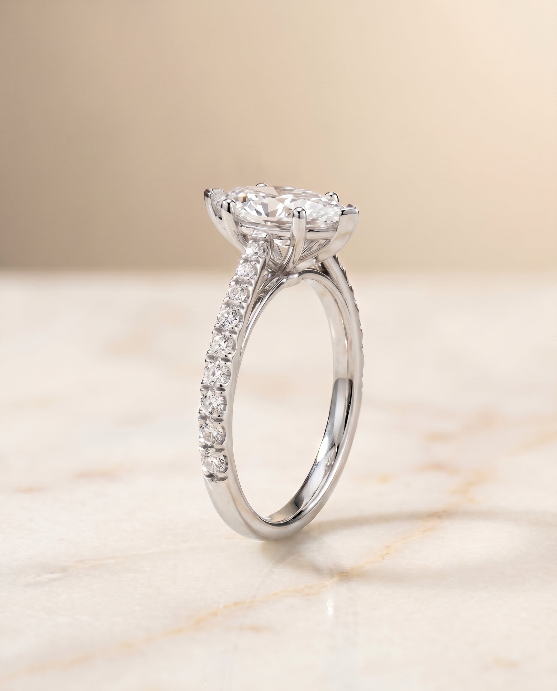 Cathedral French Pavé Solitaire styling on The Donna marquise engagement ring setting | RockHer