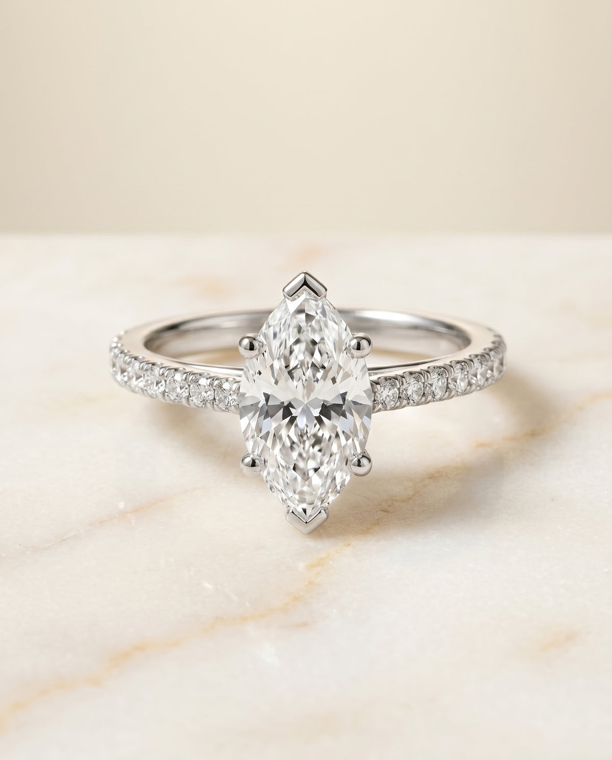 The Donna marquise engagement ring setting in Platinum | RockHer