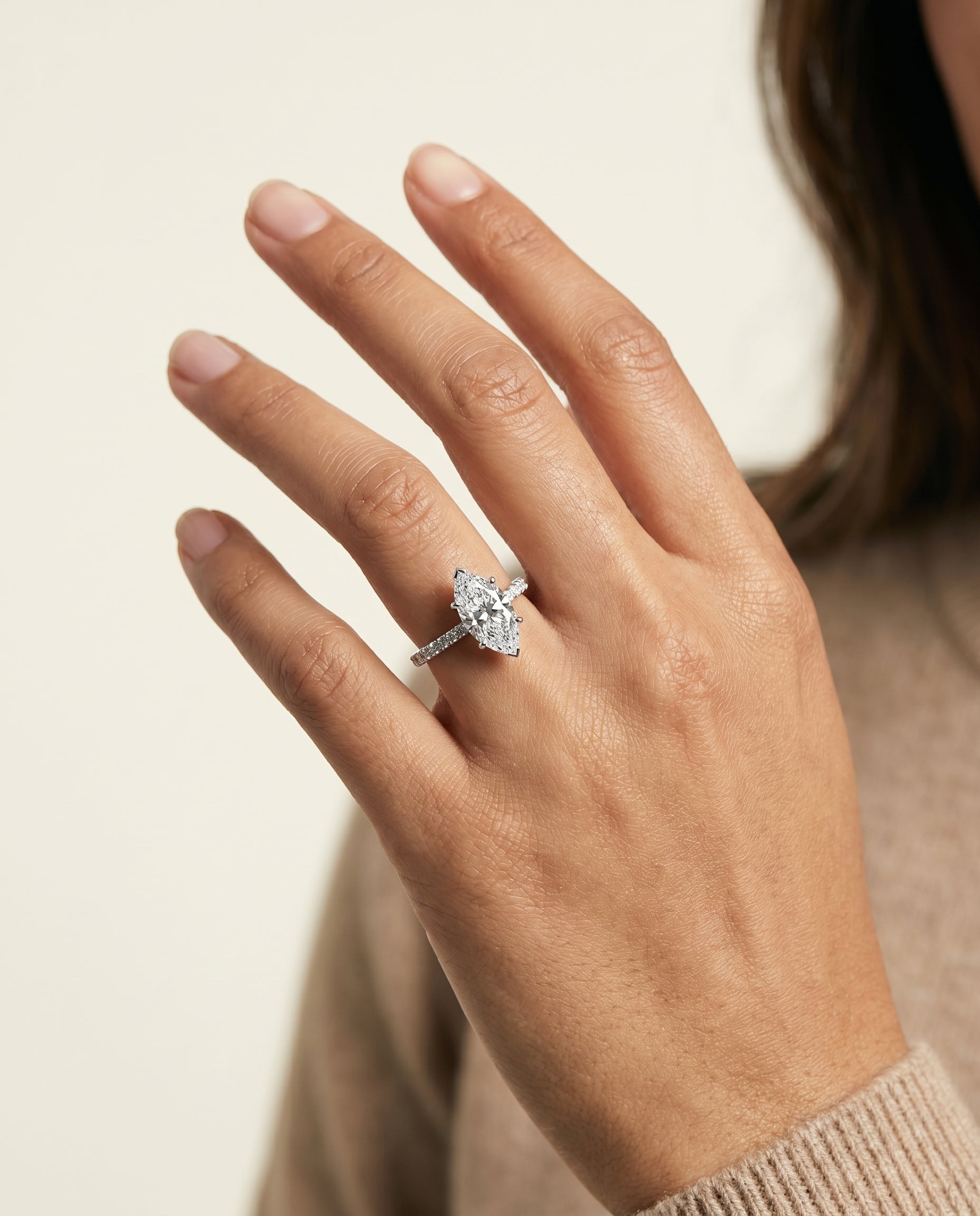 The Donna engagement ring setting in Platinum, cathedral french pavé solitaire design | RockHer