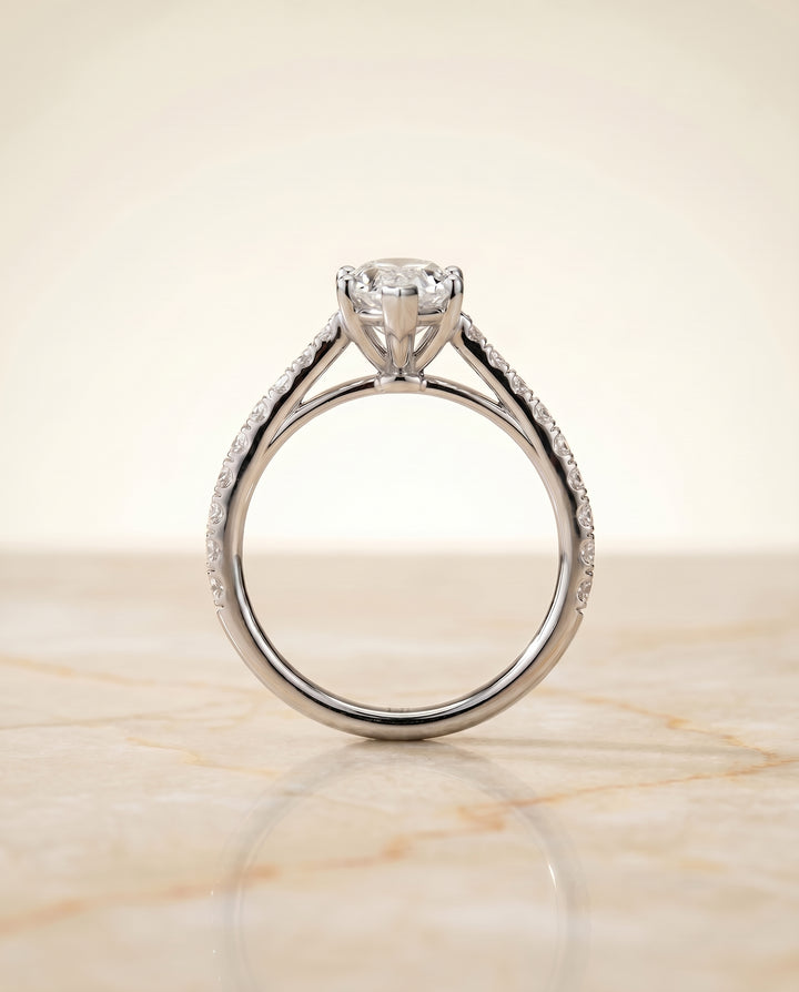The Donna Cathedral Engagement Ring Setting for Marquise Diamonds in 18K White Gold