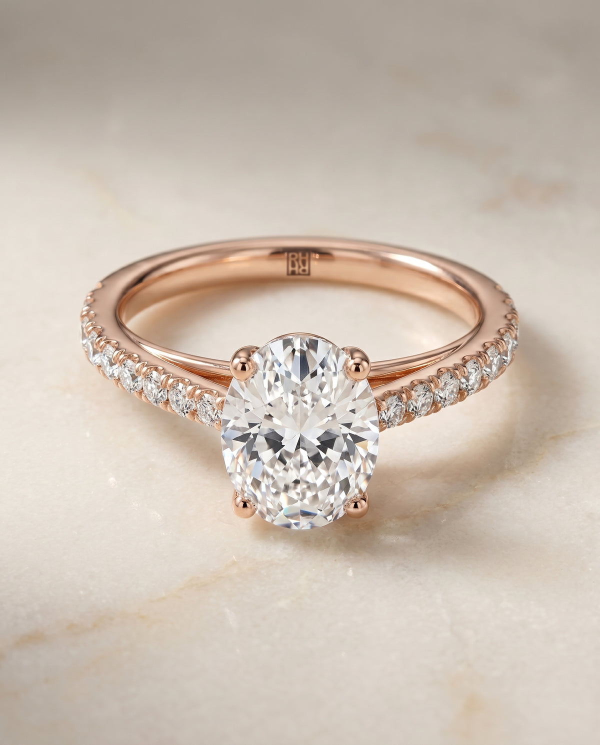 The Donna oval engagement ring setting in 14K Rose Gold | RockHer