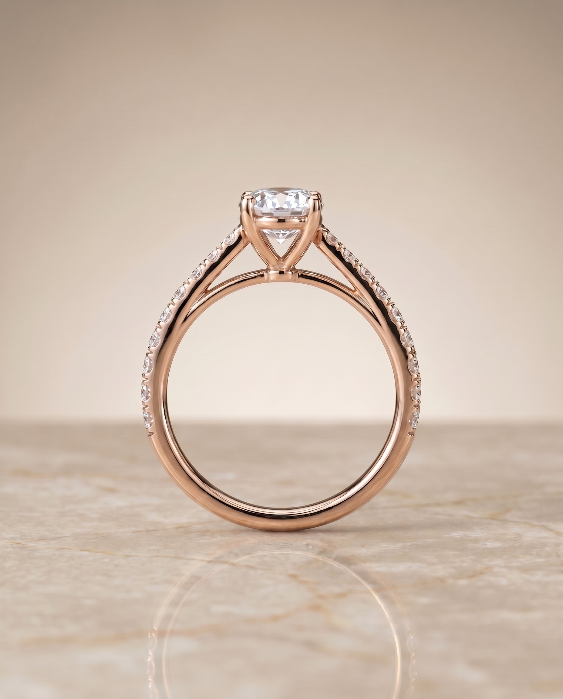 The Donna setting for oval diamonds, made to order in 14K Rose Gold | RockHer