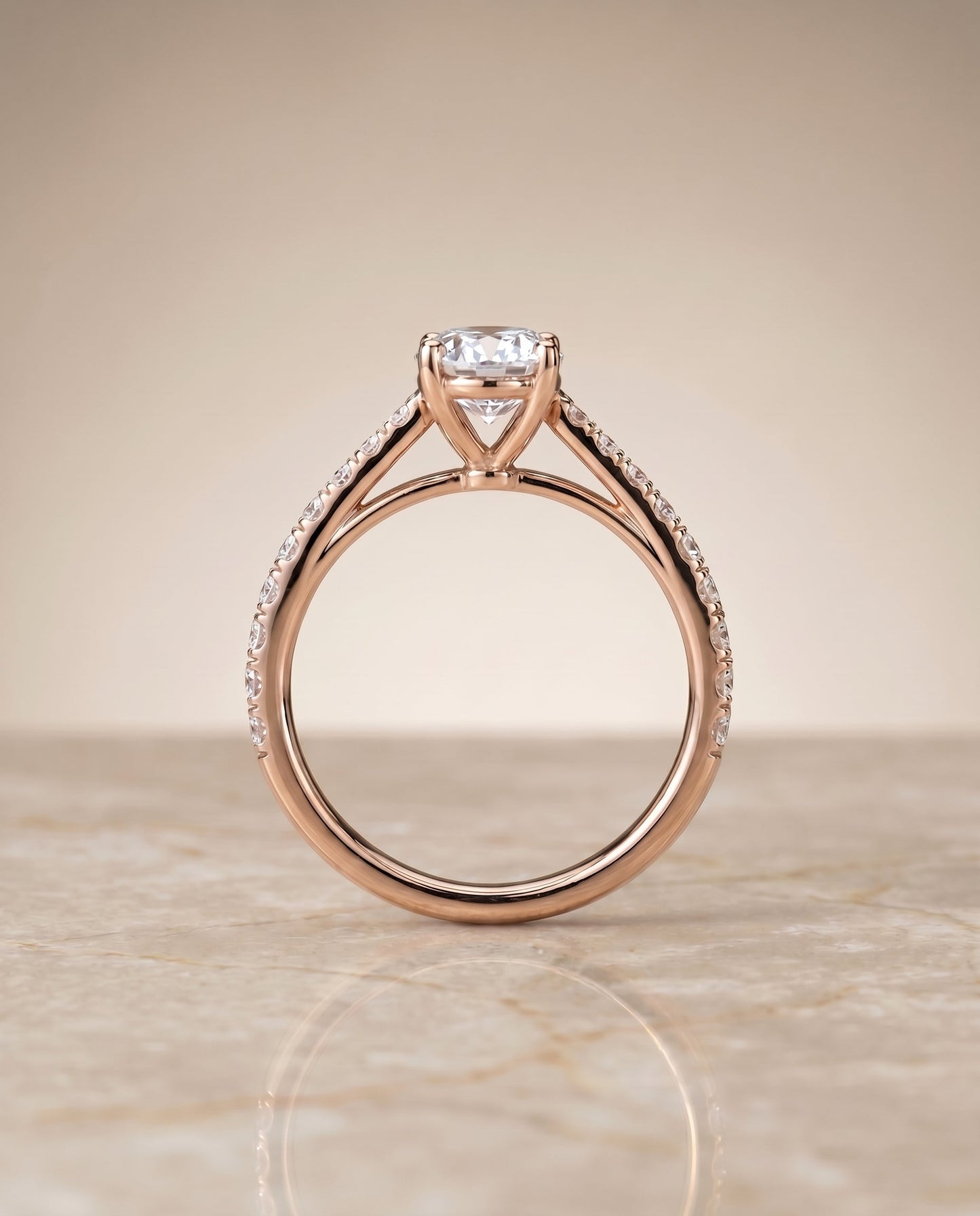 The Donna Select Cathedral Engagement Ring with Lab Diamond in 14K Rose Gold - view 5