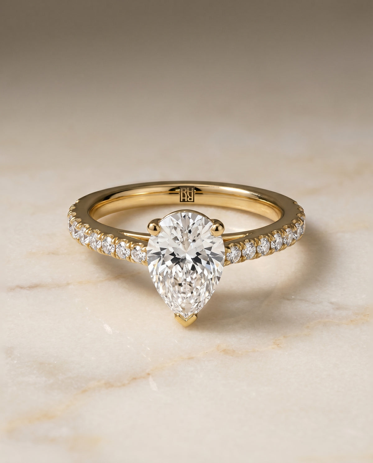 The Donna pear engagement ring setting in 18K Yellow Gold | RockHer