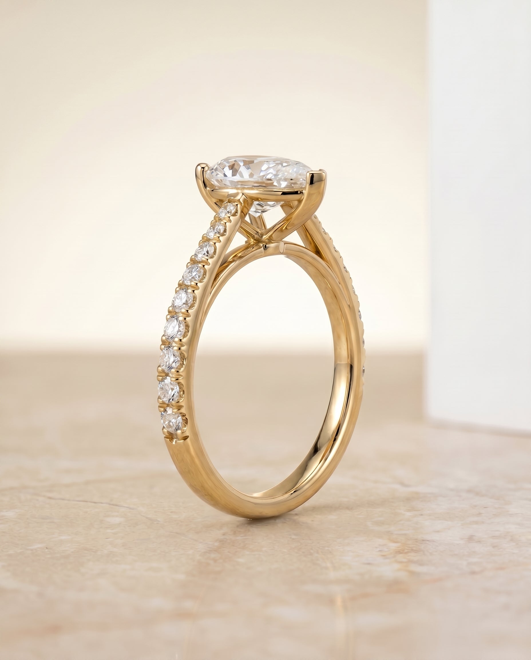 The Donna setting for pear diamonds, made to order in 18K Yellow Gold | RockHer