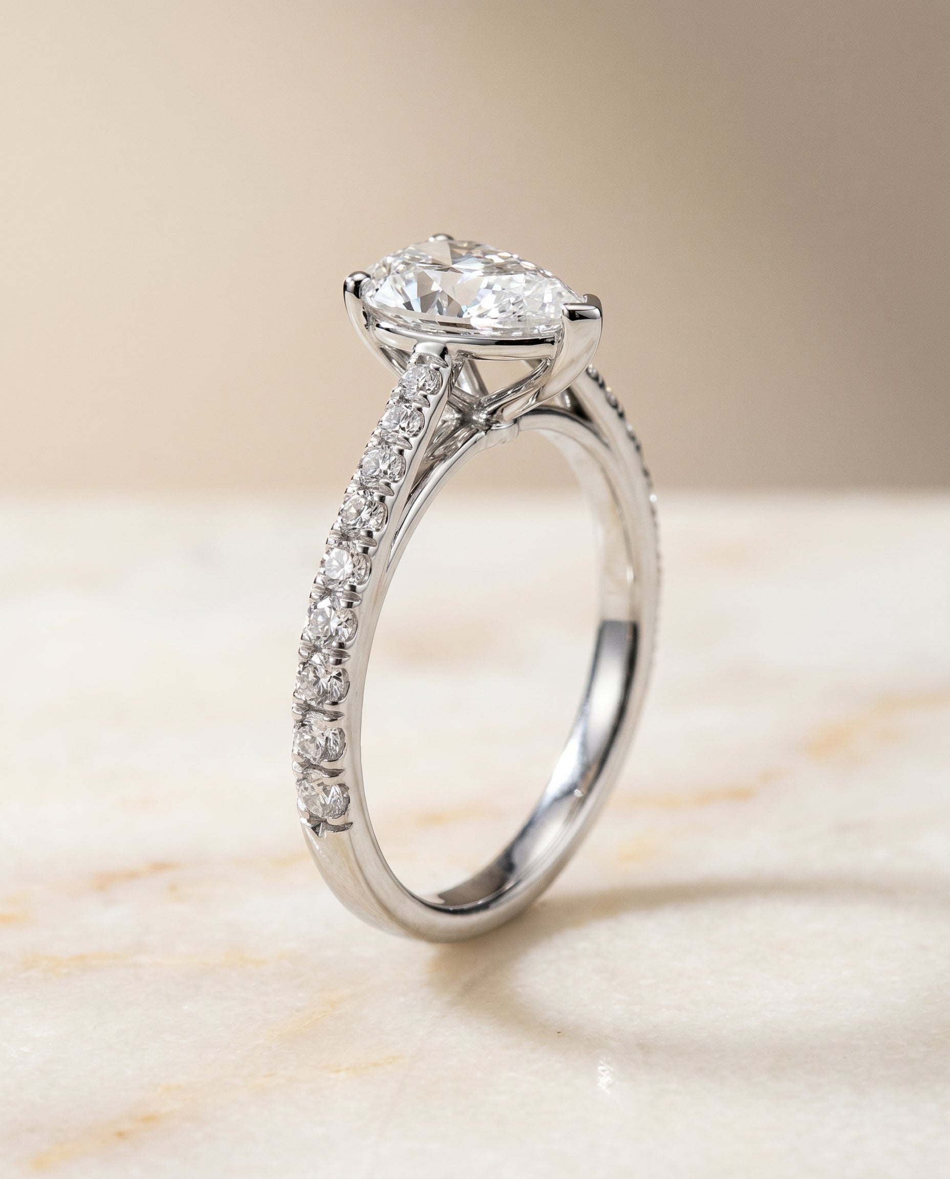 The Donna setting for pear diamonds, made to order in Platinum | RockHer