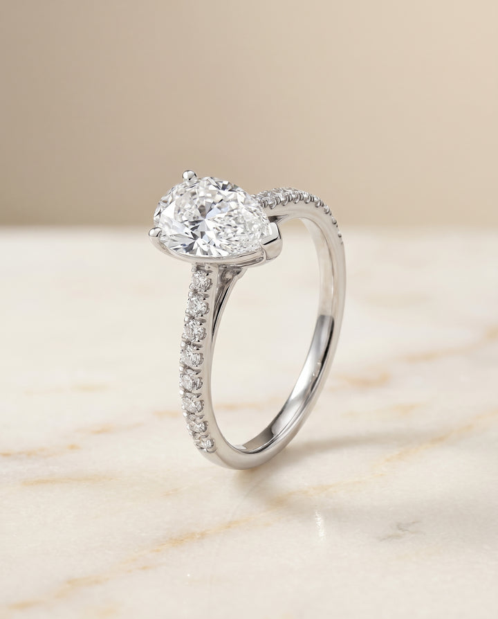The Donna Cathedral Engagement Ring Setting for Pear Diamonds in Platinum