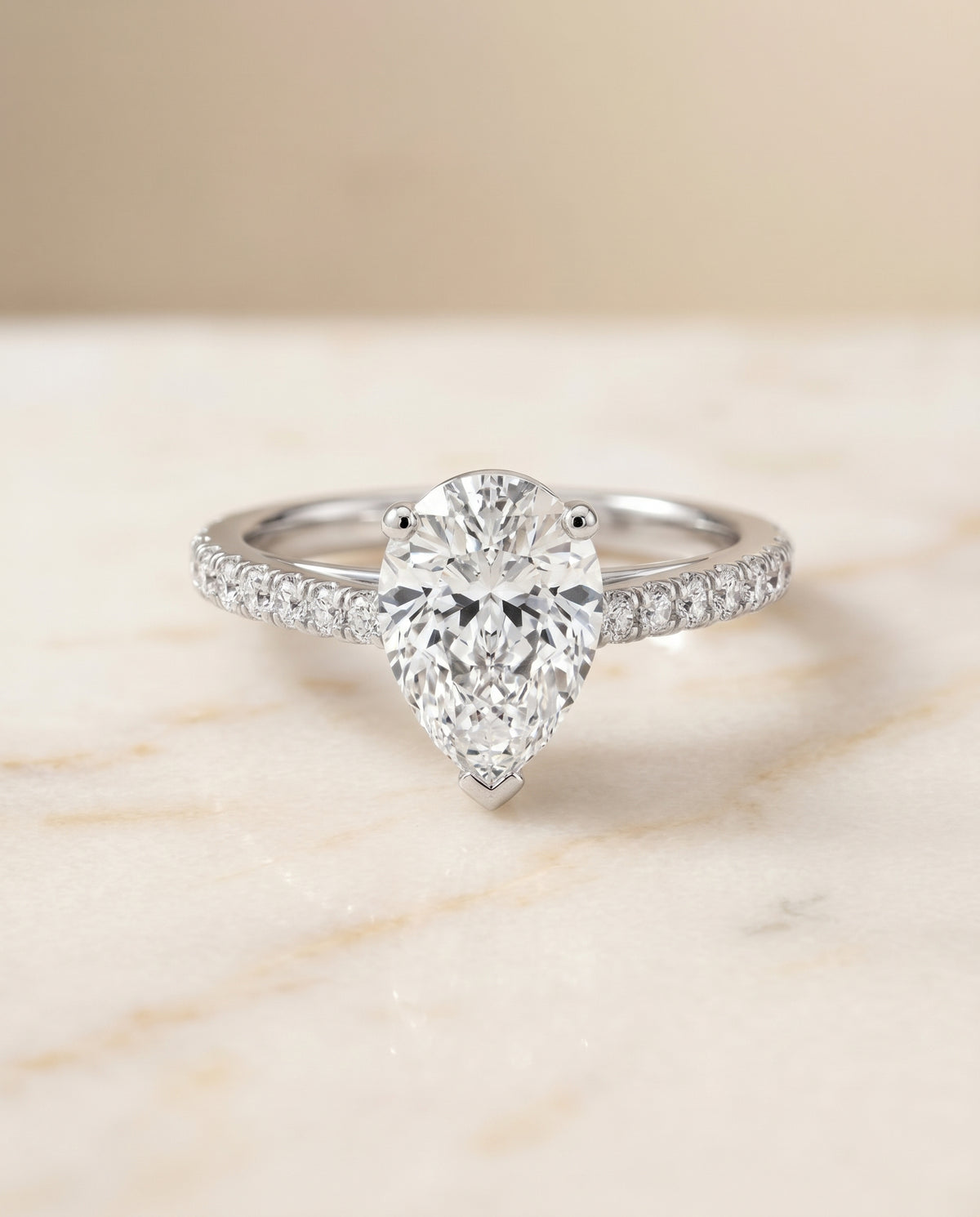 The Donna pear engagement ring setting in Platinum | RockHer