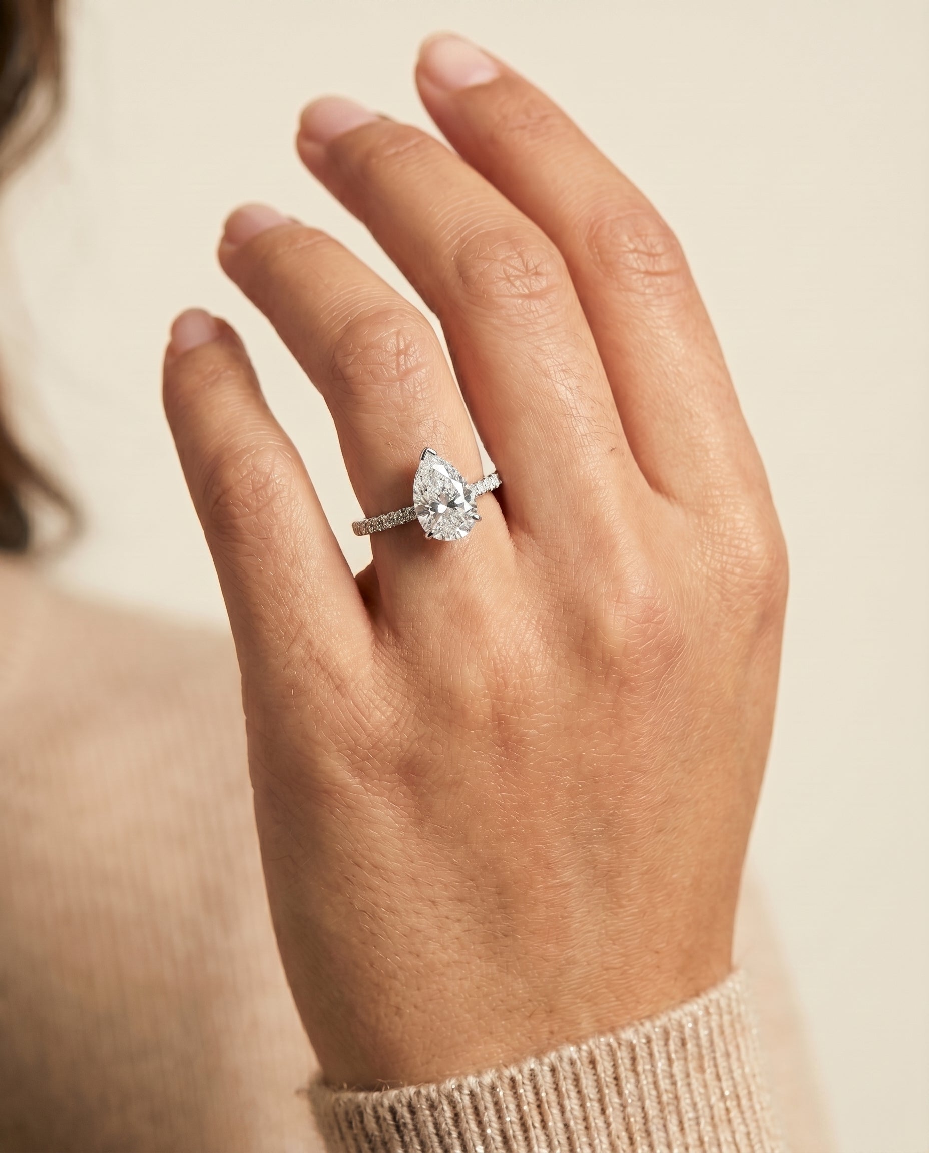 The Donna engagement ring setting in Platinum, cathedral french pavé solitaire design | RockHer