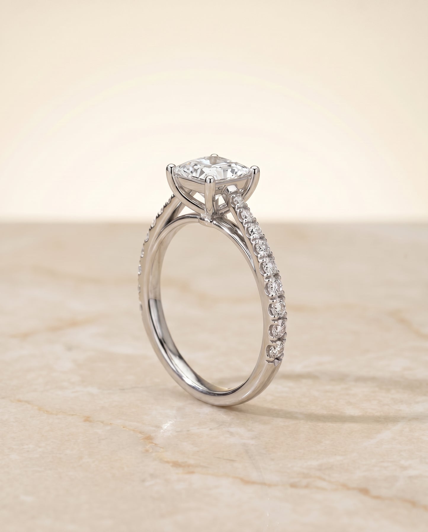 The Donna Cathedral Engagement Ring Setting for Princess Diamonds in 18K White Gold