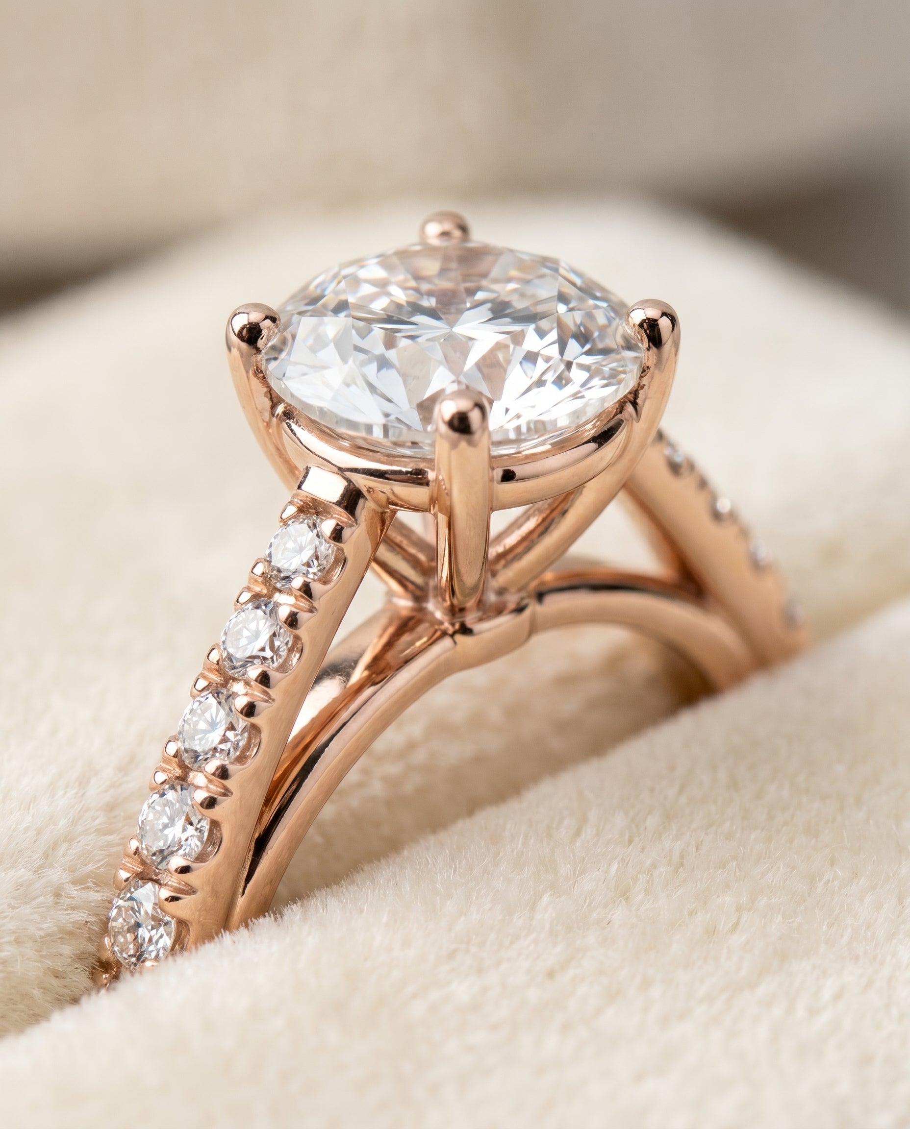 14K Rose Gold band of The Donna round engagement ring setting | RockHer