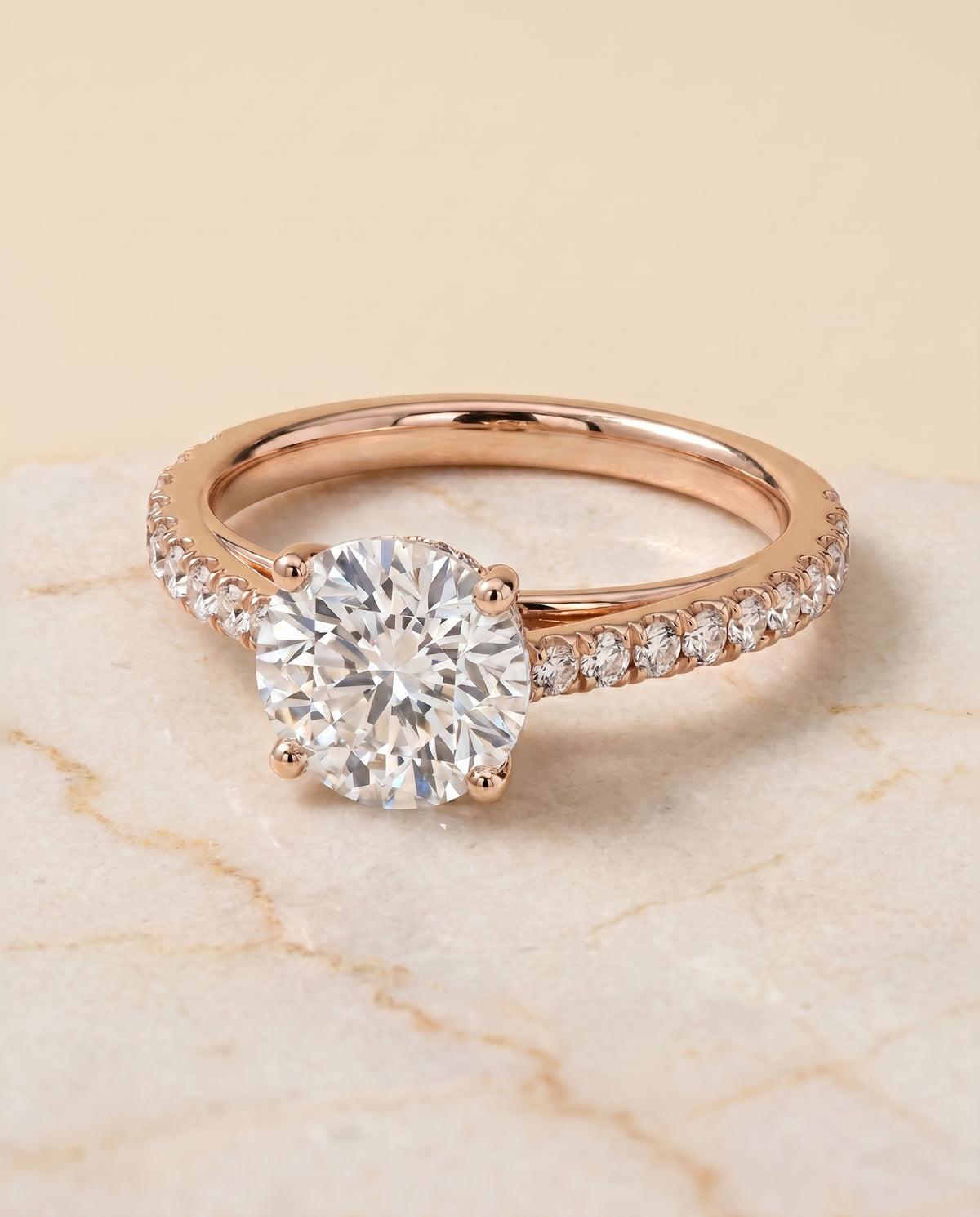The Donna round engagement ring setting in 14K Rose Gold | RockHer