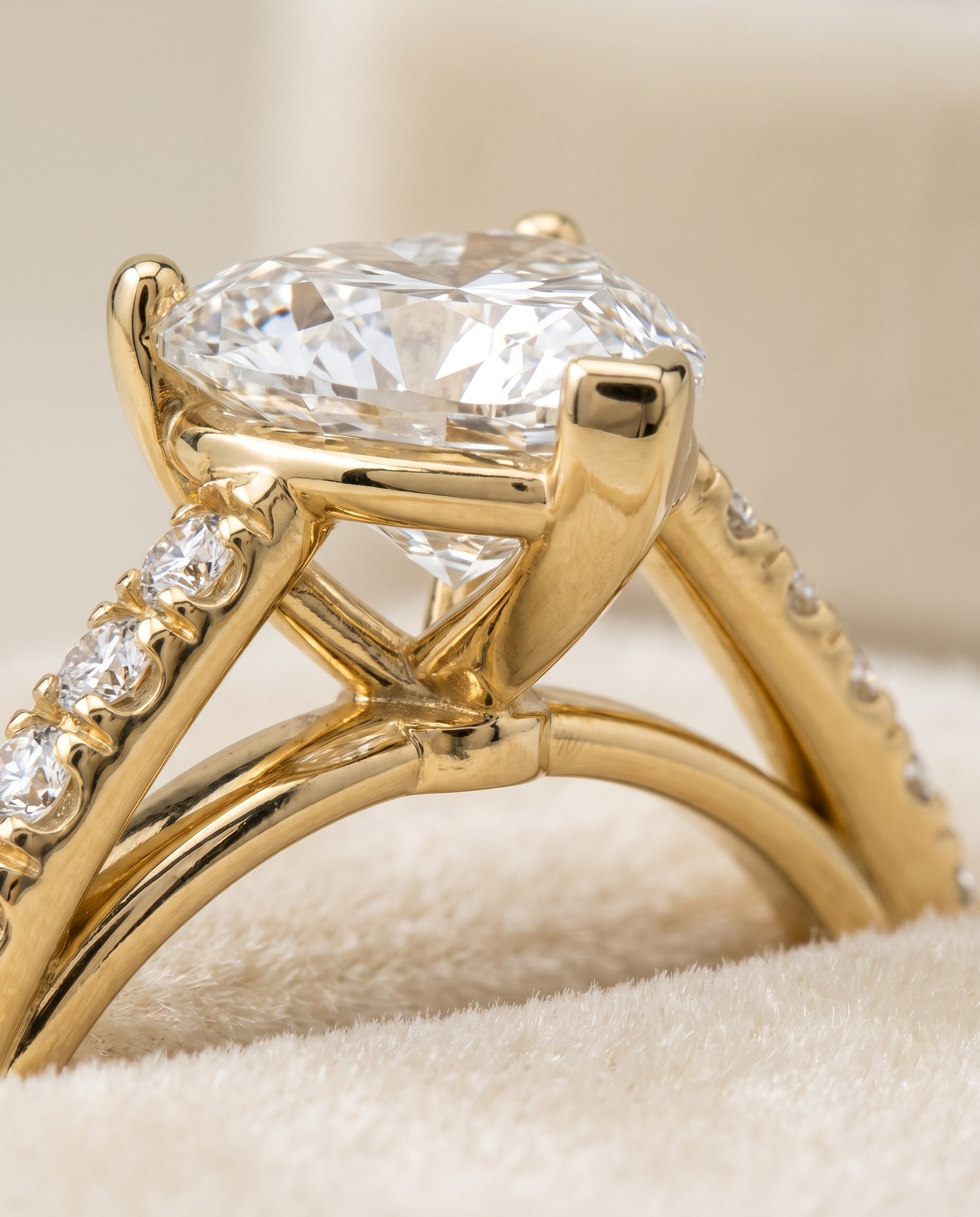 18K Yellow Gold band of The Donna heart engagement ring setting | RockHer
