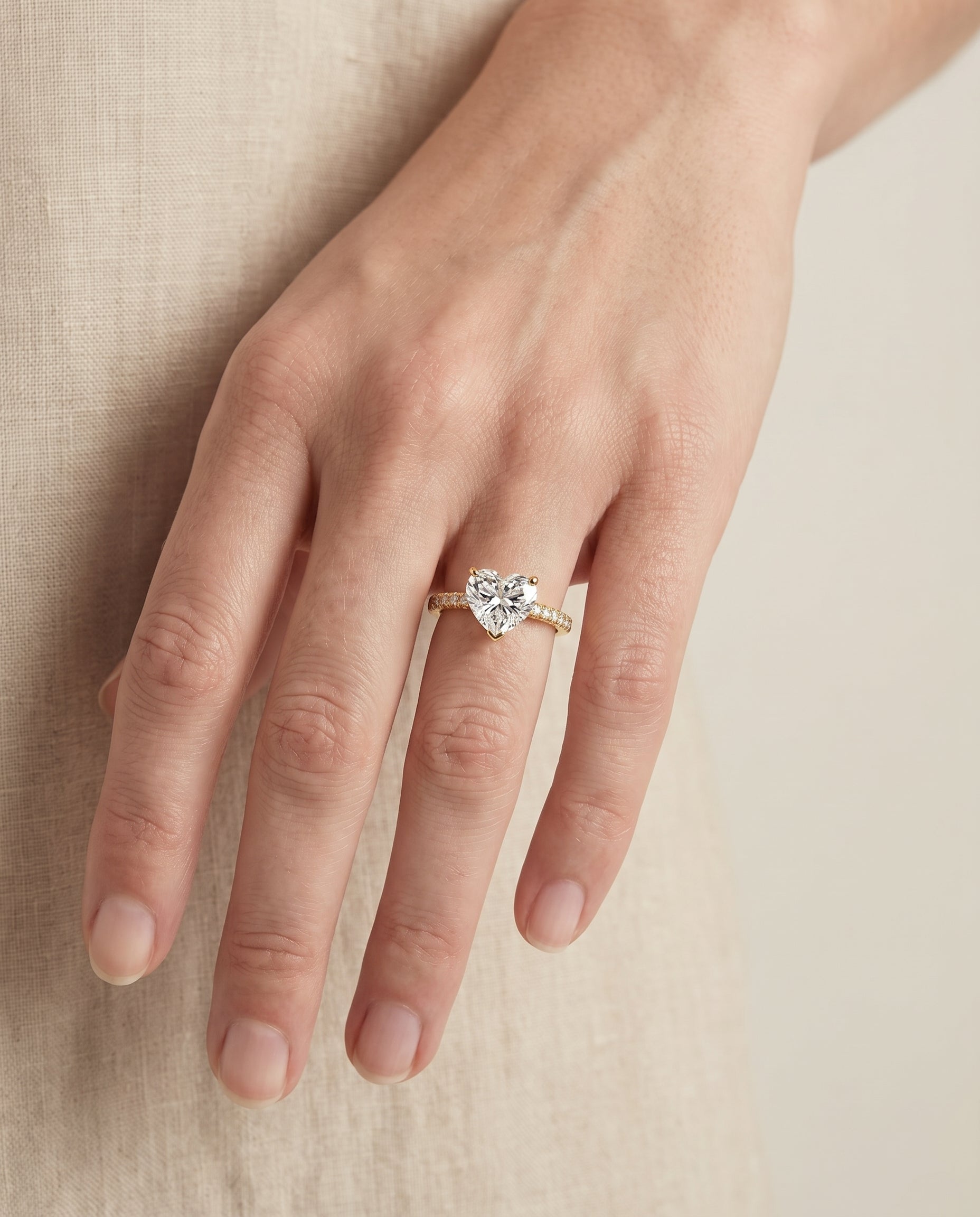 The Donna engagement ring setting in 18K Yellow Gold, cathedral french pavé solitaire design | RockHer
