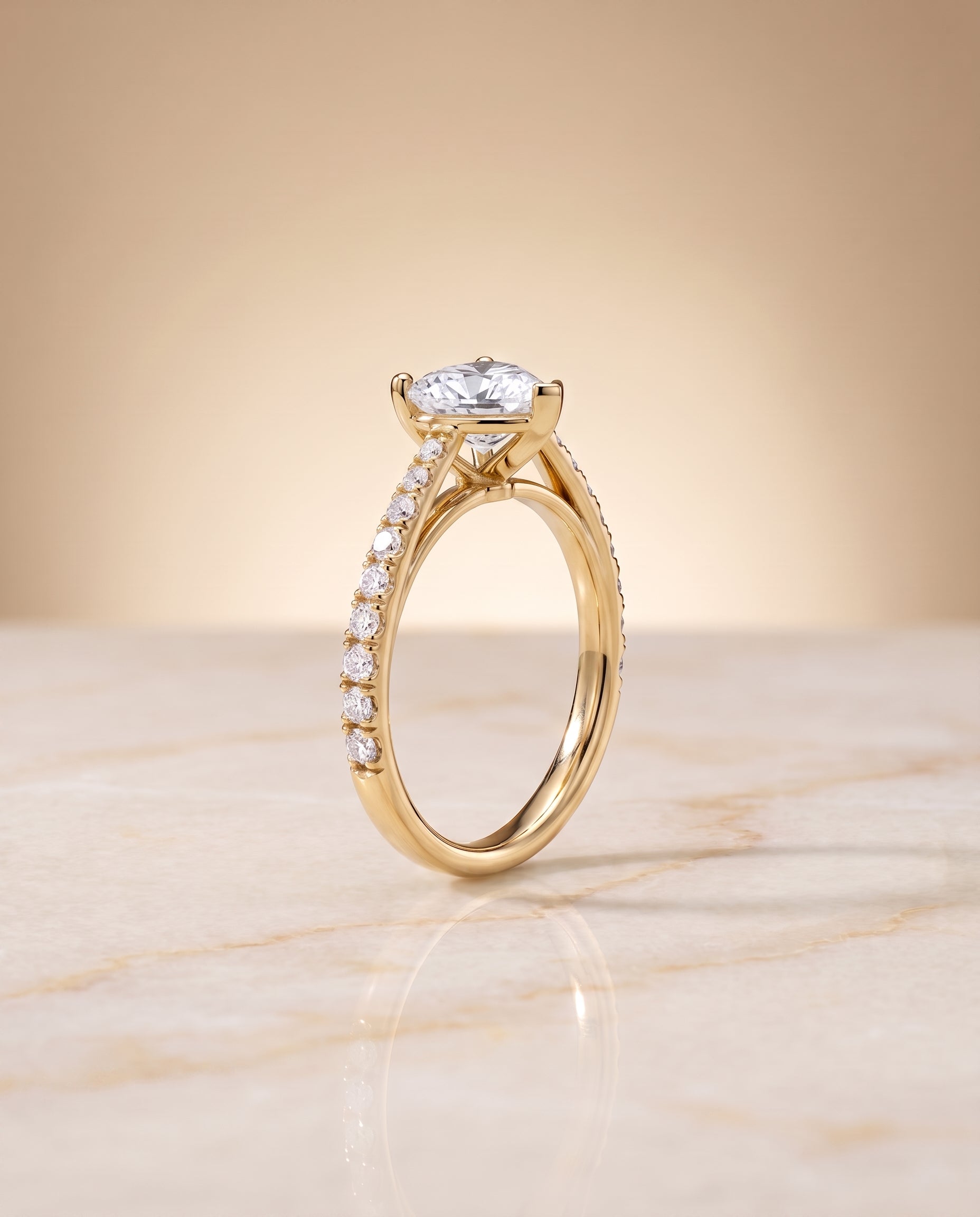 The Donna setting for heart diamonds, made to order in 18K Yellow Gold | RockHer