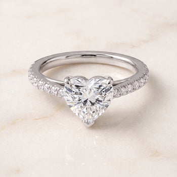 The Donna Cathedral French Pavé Solitaire Heart Engagement Ring Setting in Platinum