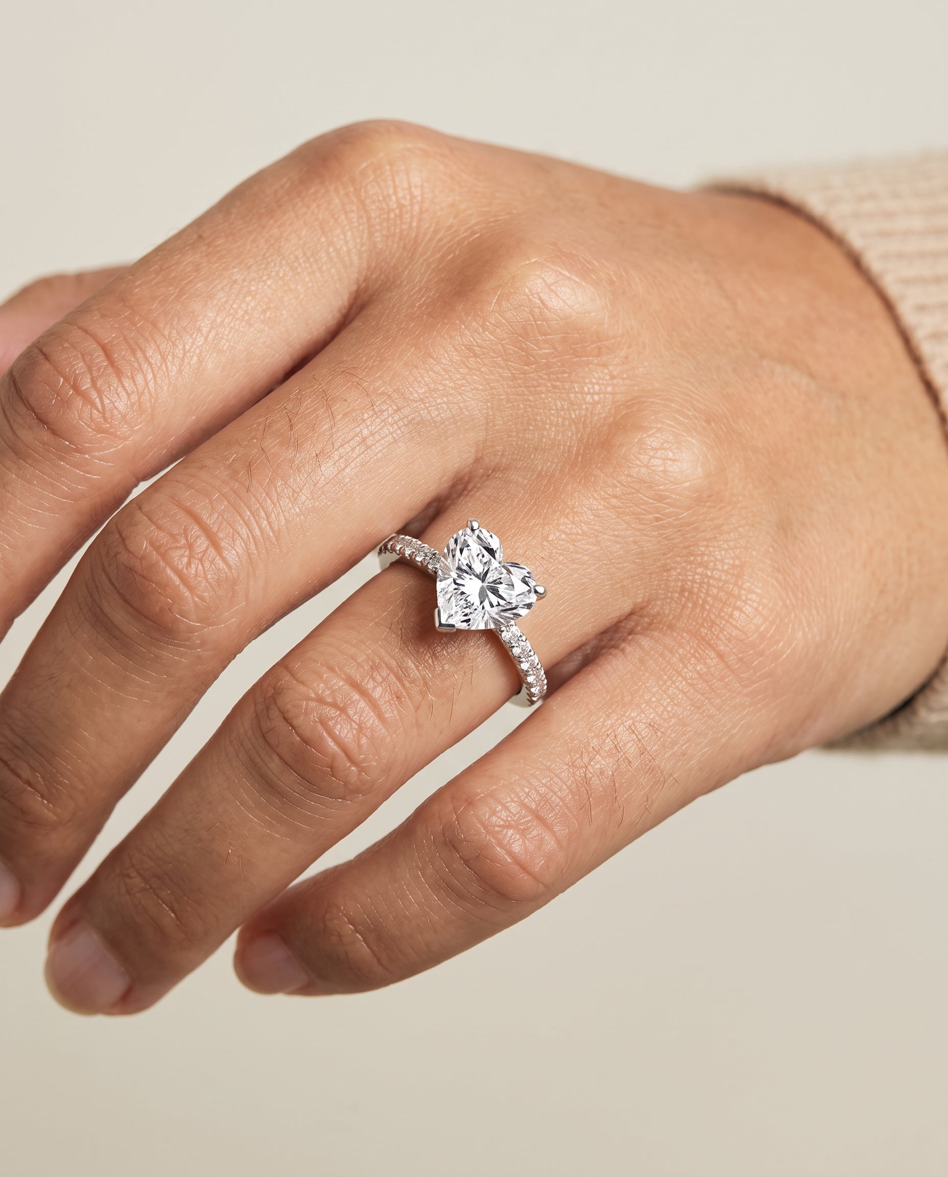 The Donna engagement ring setting in Platinum, cathedral french pavé solitaire design | RockHer