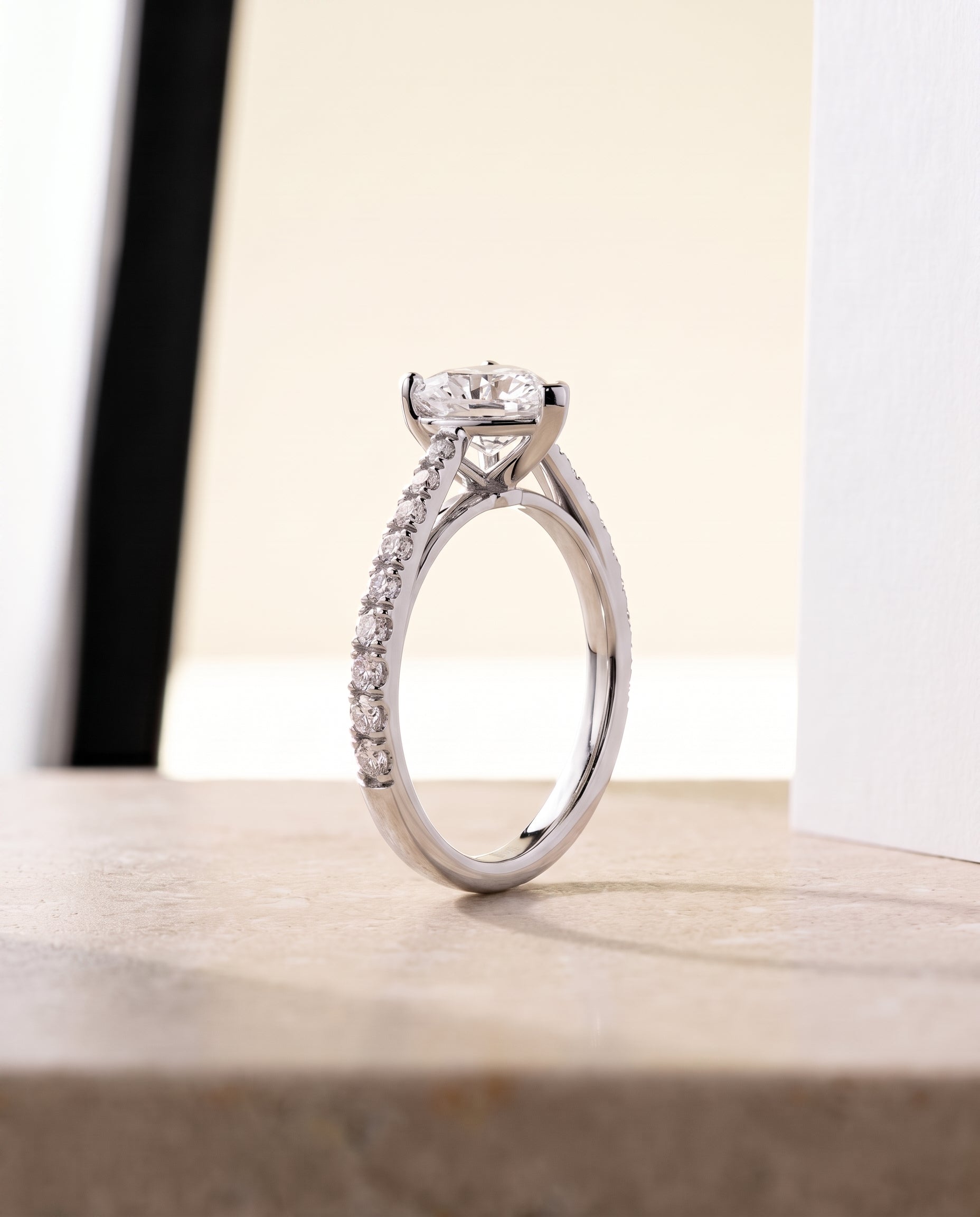 The Donna setting for heart diamonds, made to order in Platinum | RockHer
