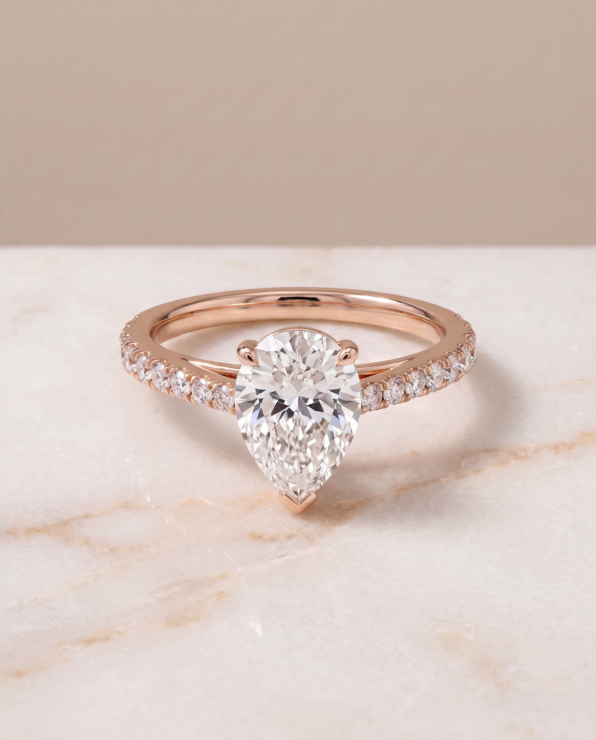 The Donna pear engagement ring setting in 14K Rose Gold | RockHer