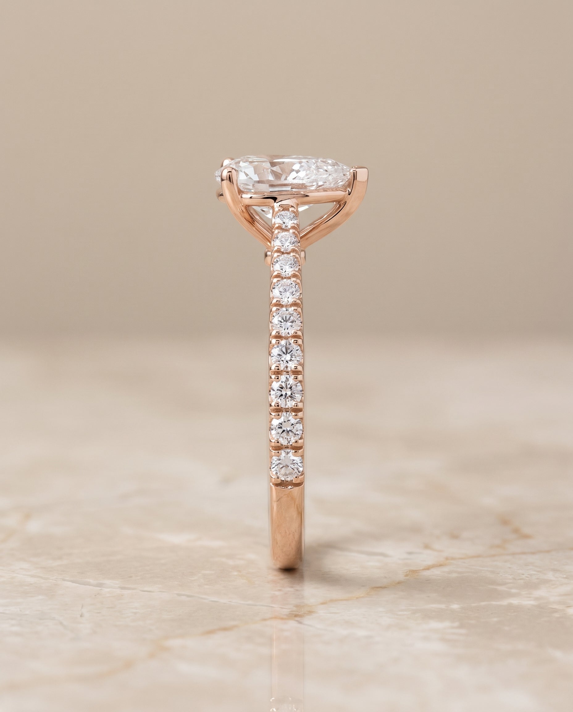 The Donna setting for pear diamonds, made to order in 14K Rose Gold | RockHer