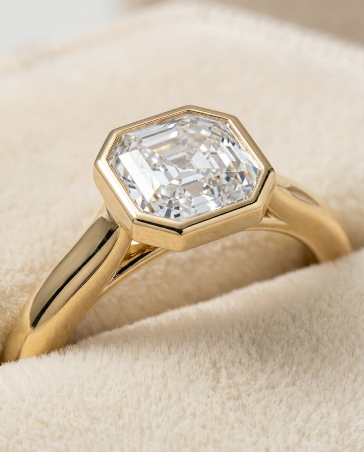 The Duran Select Simple Bezel Solitaire Engagement Ring with Lab Diamond in 18K Yellow Gold - view 4