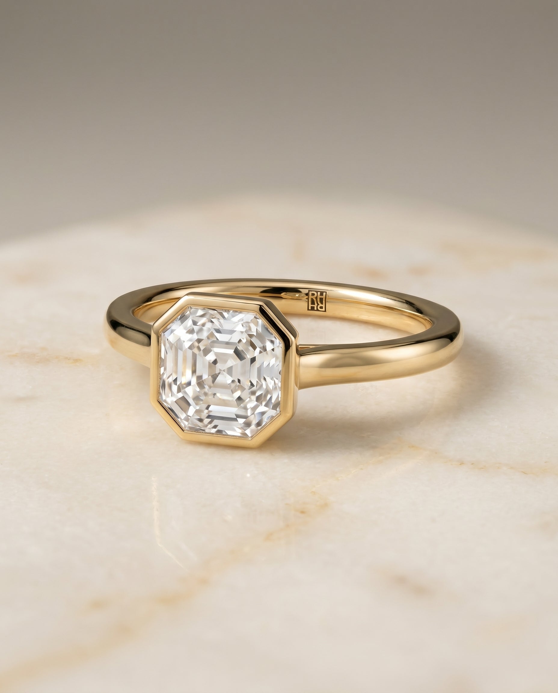 The Duran Select Simple Bezel Solitaire Engagement Ring with Lab Diamond in 18K Yellow Gold - view 1