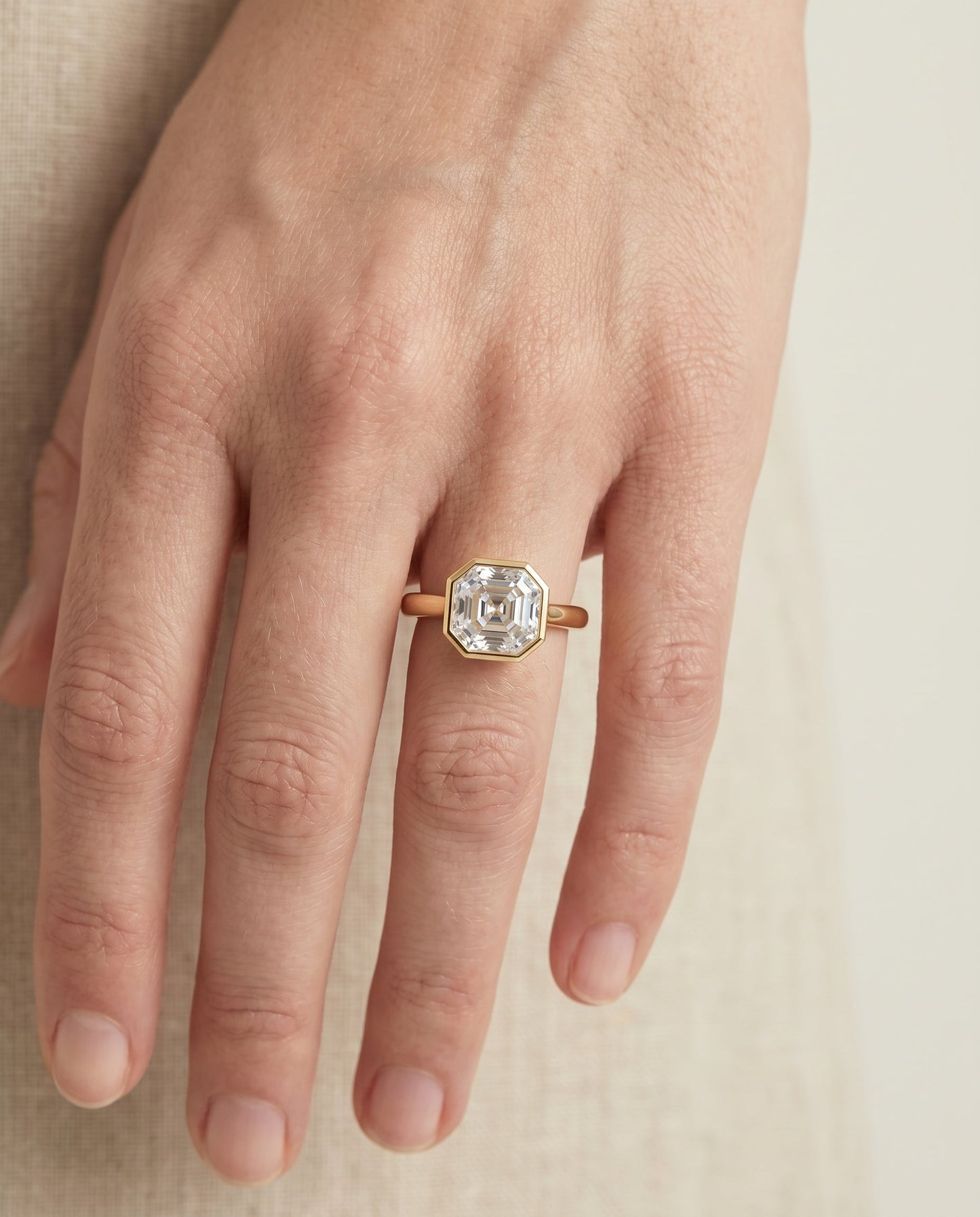 The Duran Select Simple Bezel Solitaire Engagement Ring with Lab Diamond in 18K Yellow Gold - view 3