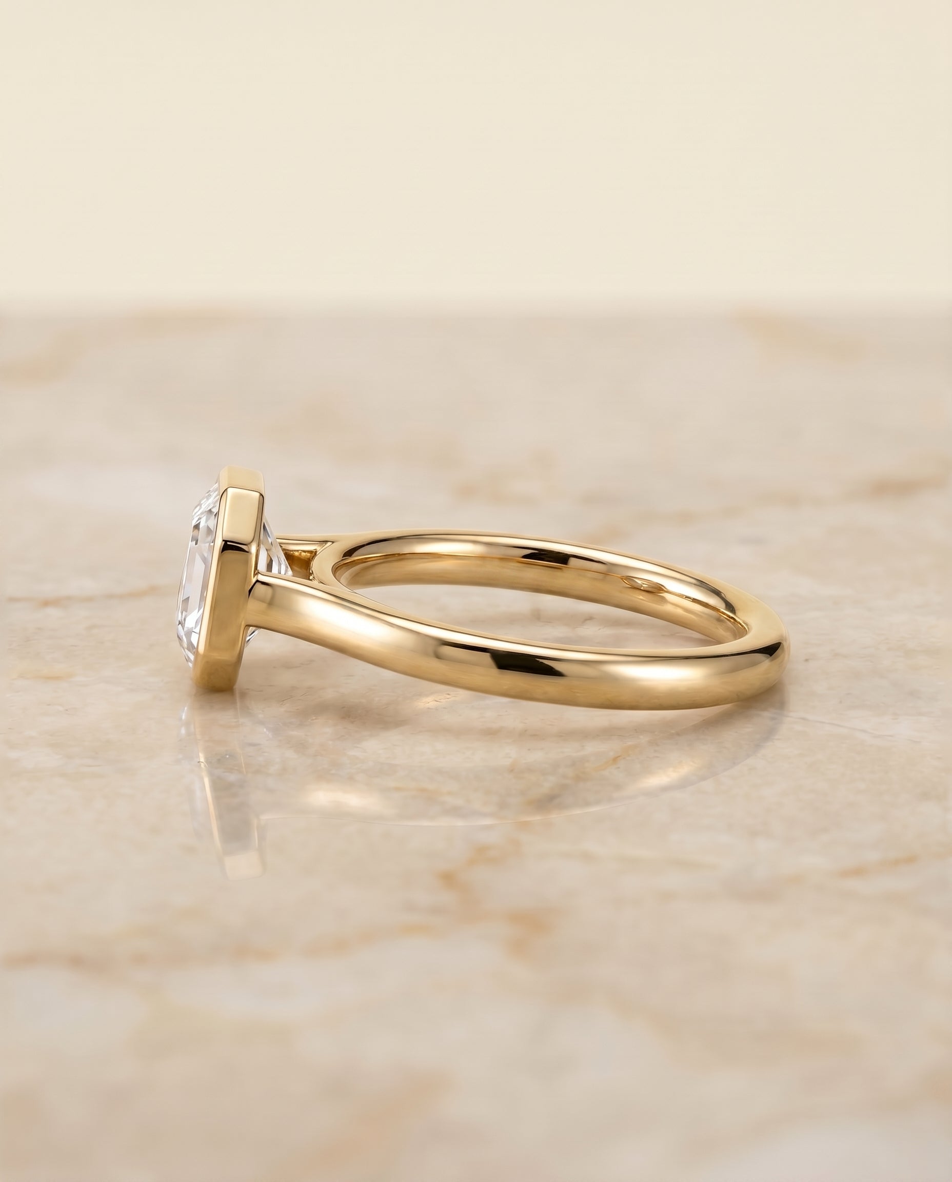 The Duran setting for asscher diamonds, made to order in 18K Yellow Gold | RockHer